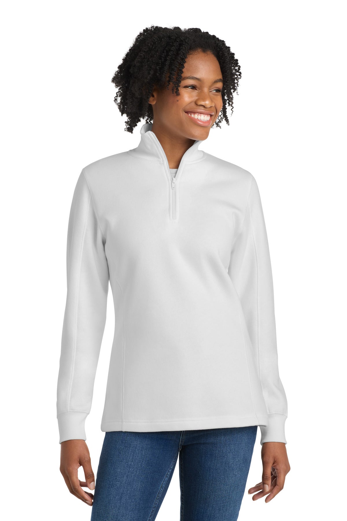Custom logo Sport-Tek® Women's 1/4-Zip Sweatshirt. LST253 in White