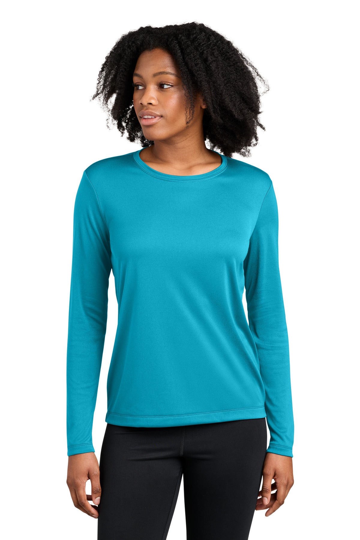 Custom logo Sport-Tek® Women's Competitor™ Long Sleeve Crewneck LST350LS in Atomic Blue
