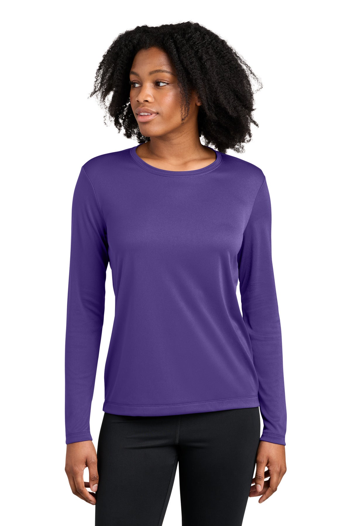 Custom logo Sport-Tek® Women's Competitor™ Long Sleeve Crewneck LST350LS in Purple