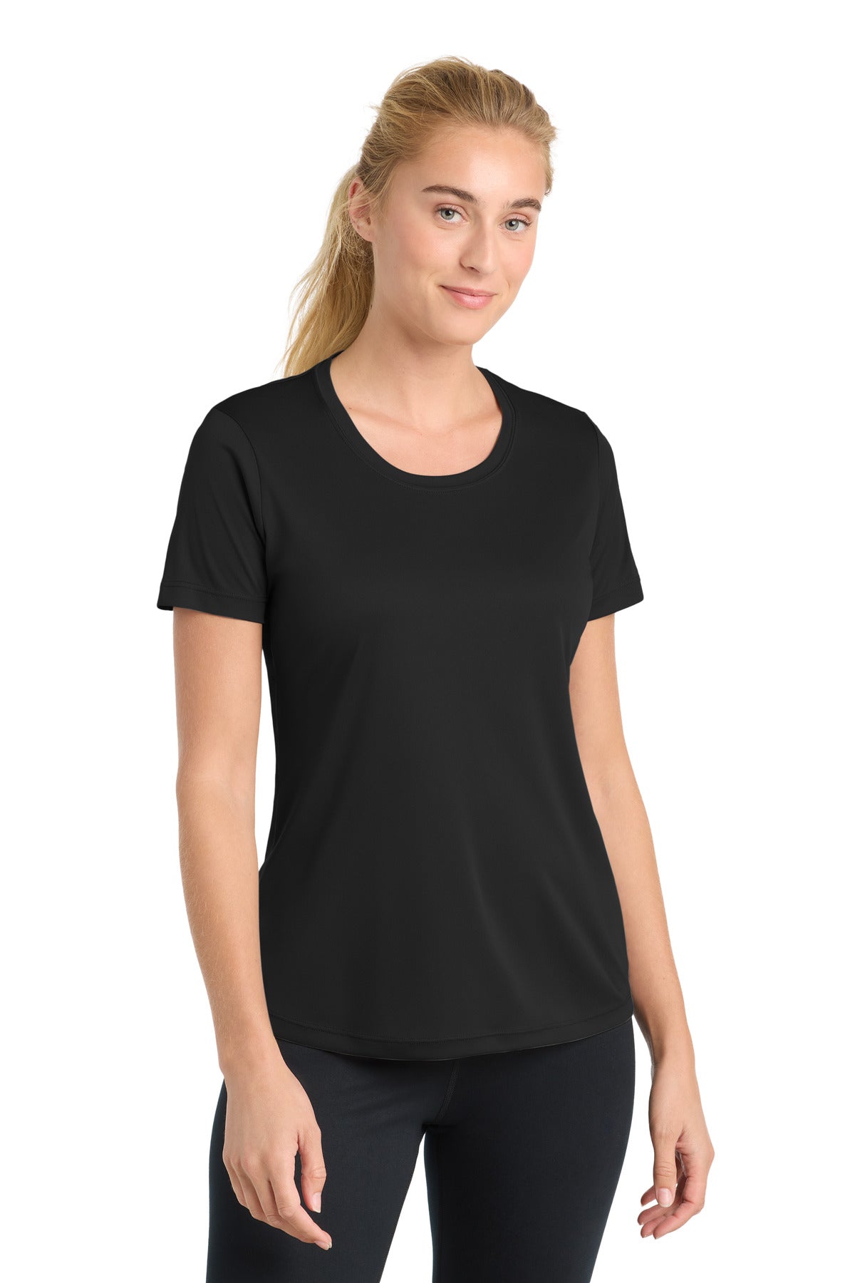 Custom logo Sport-Tek® Women's PosiCharge® Competitor™ Tee. LST350 in Black