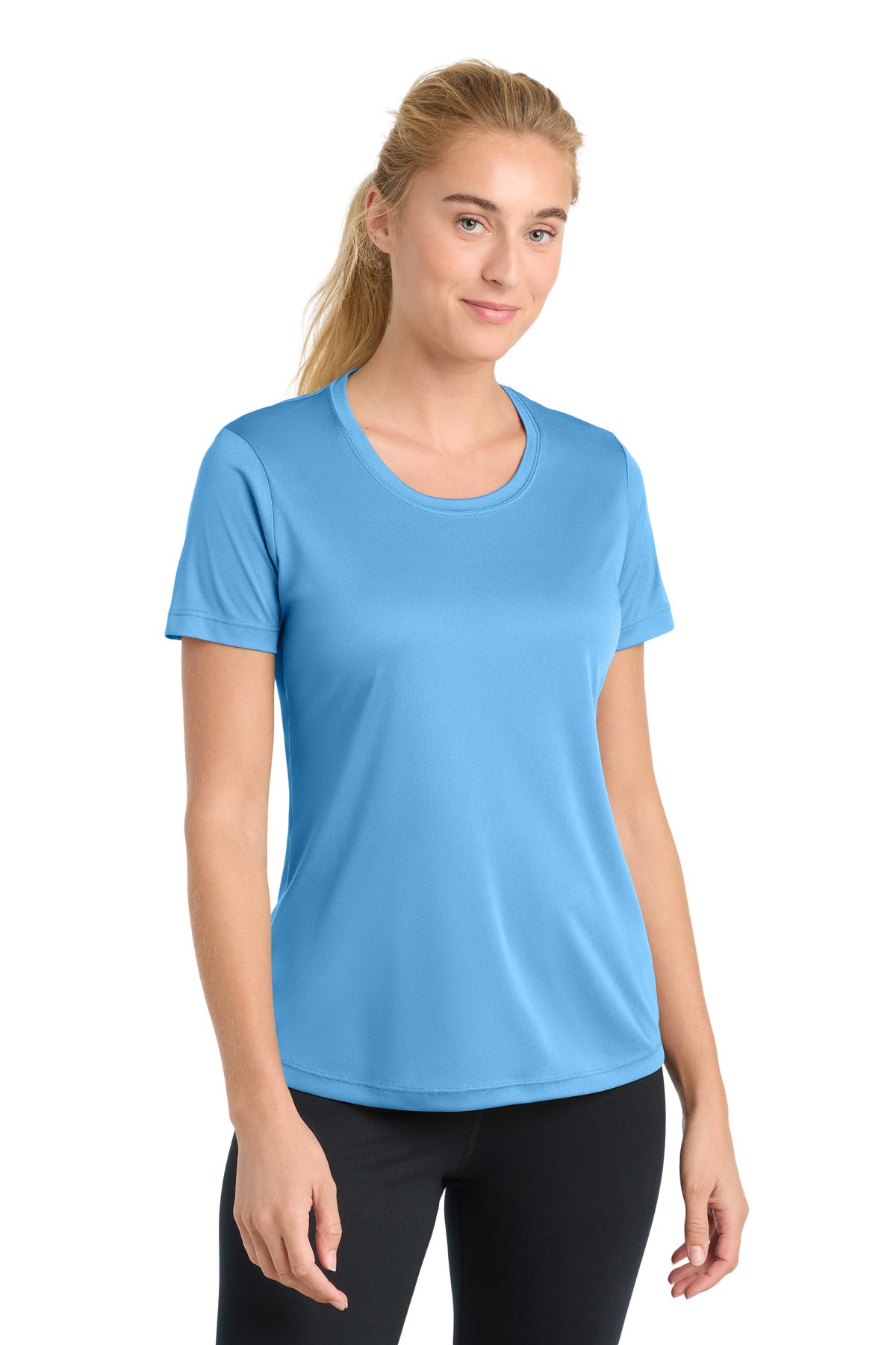 Custom logo Sport-Tek® Women's PosiCharge® Competitor™ Tee. LST350 in Carolina Blue