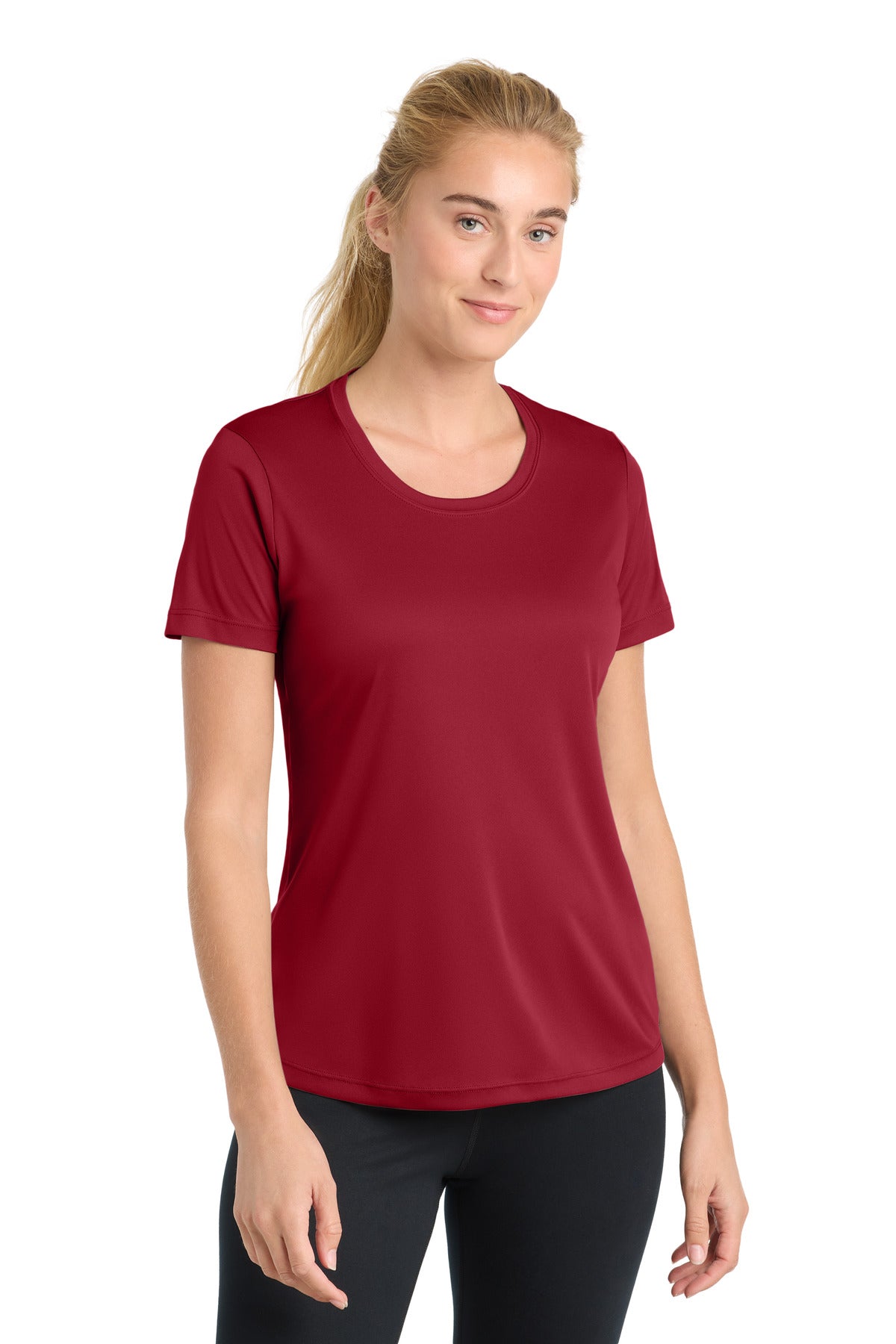 Custom logo Sport-Tek® Women's PosiCharge® Competitor™ Tee. LST350 in Deep Red
