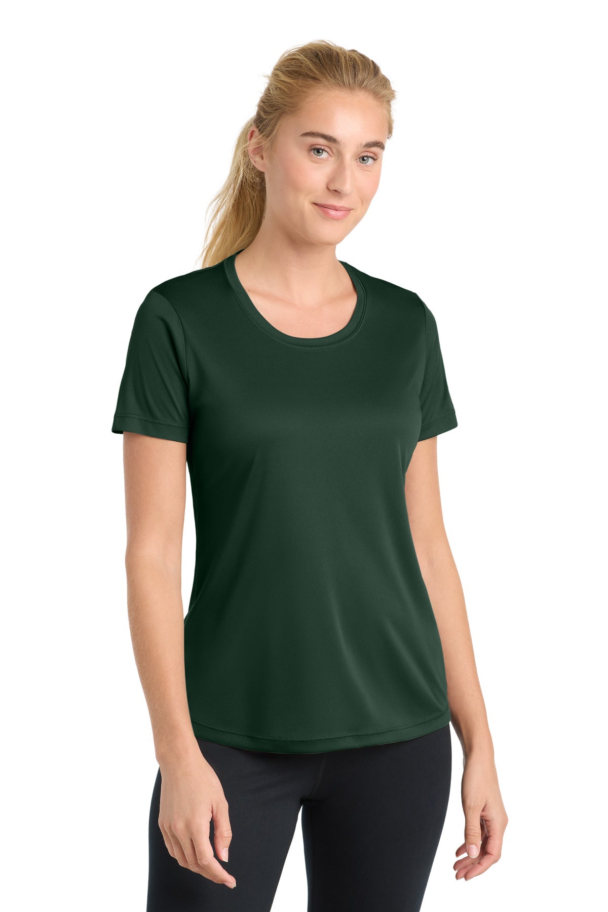 Custom logo Sport-Tek® Women's PosiCharge® Competitor™ Tee. LST350 in Forest Green