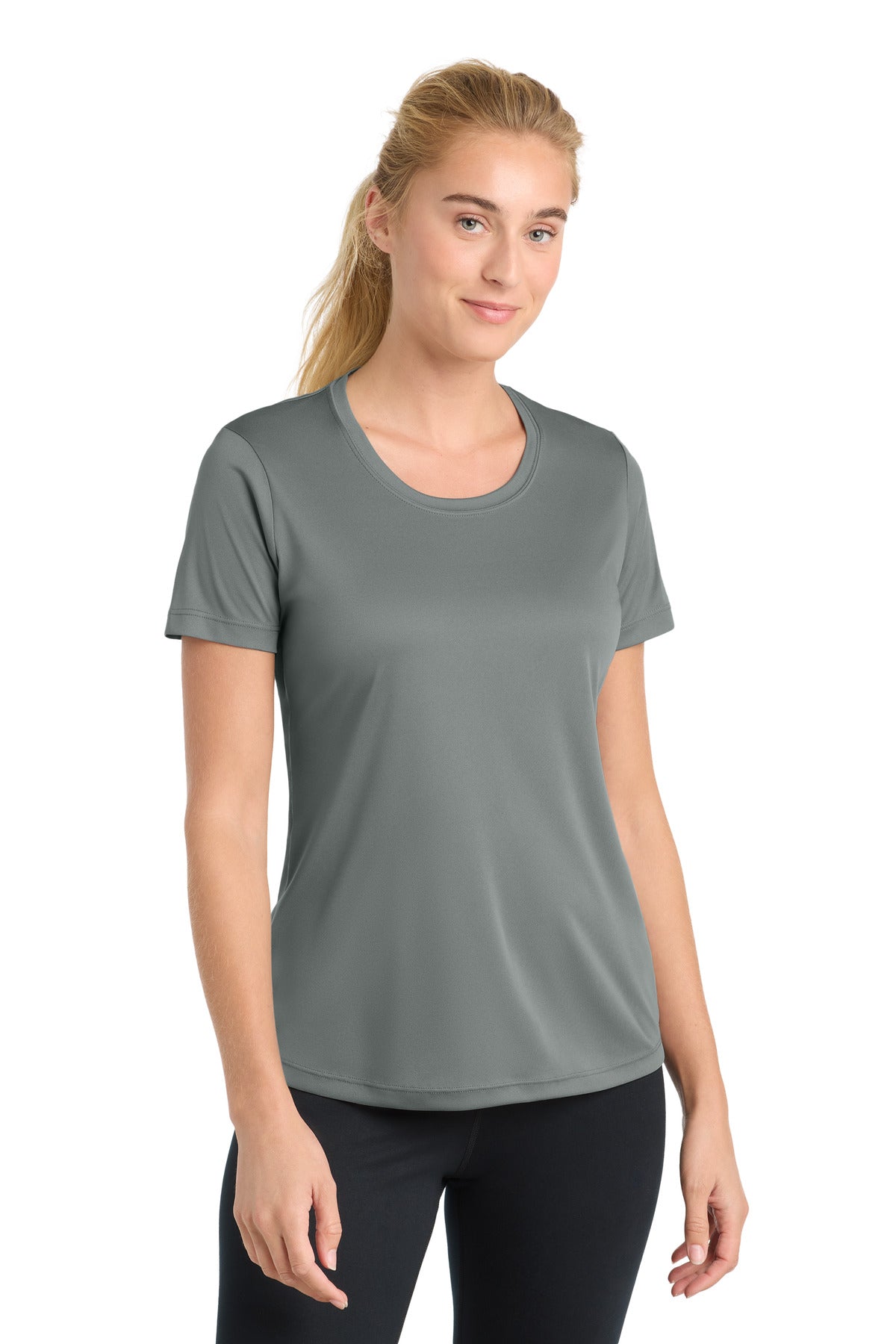 Custom logo Sport-Tek® Women's PosiCharge® Competitor™ Tee. LST350 in Grey Concrete
