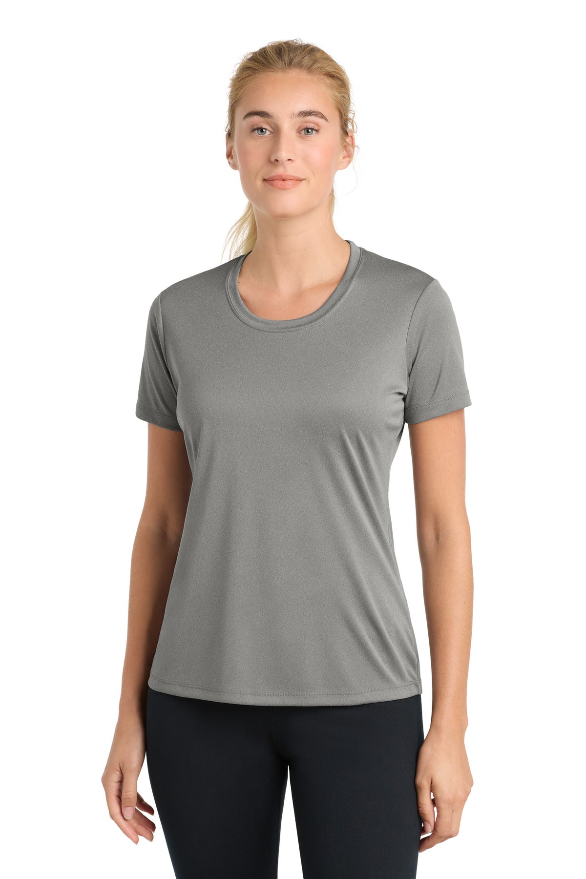 Custom logo Sport-Tek® Women's PosiCharge® Competitor™ Tee. LST350 in Grey Concrete Heather