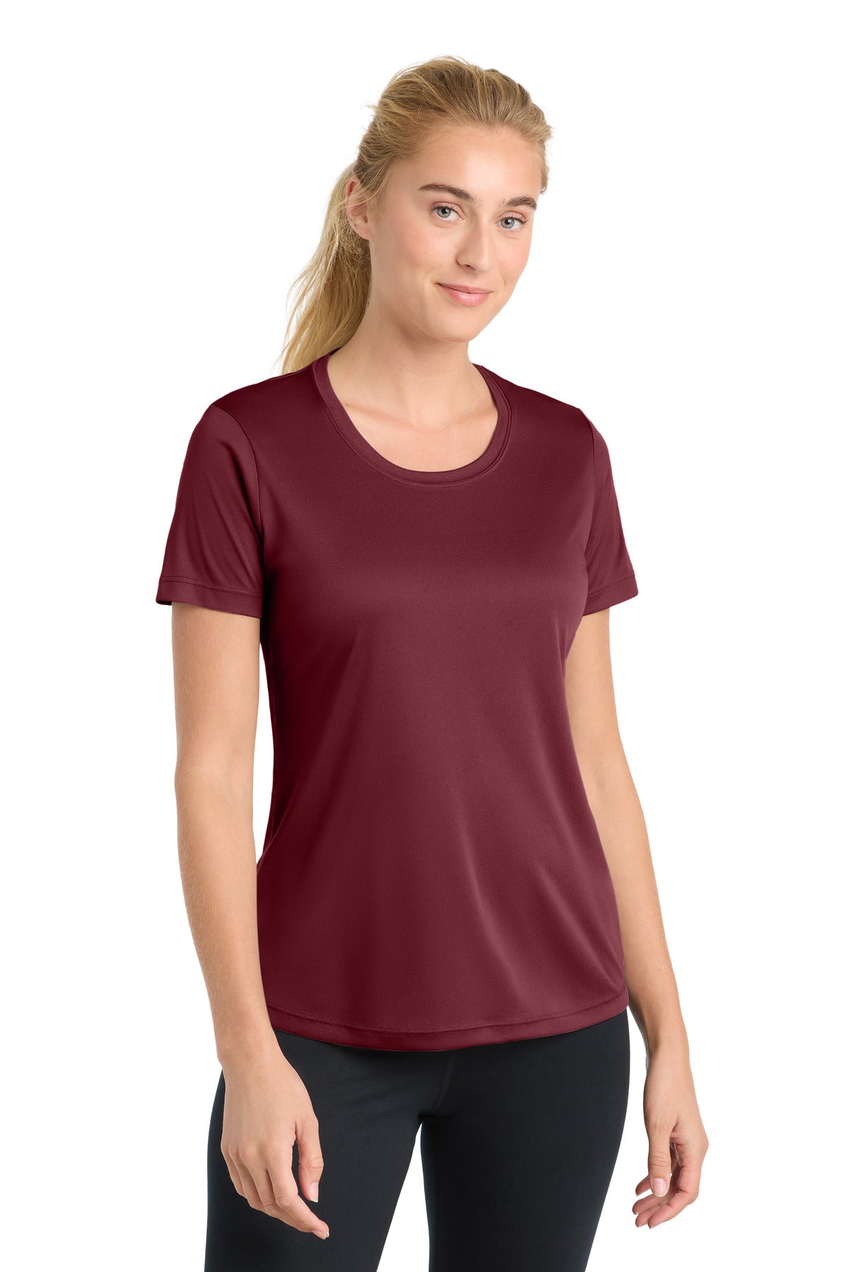 Custom logo Sport-Tek® Women's PosiCharge® Competitor™ Tee. LST350 in Maroon