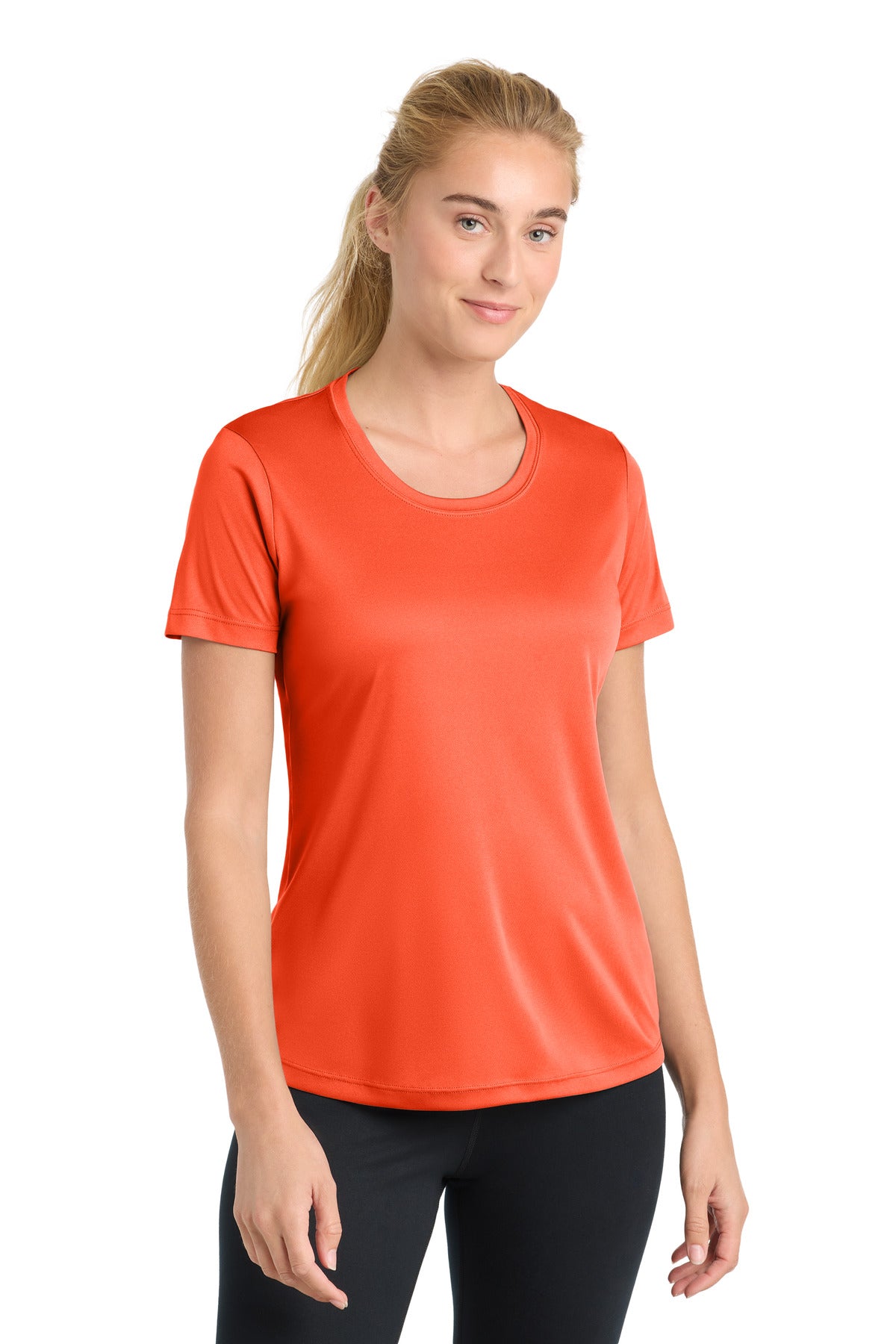Custom logo Sport-Tek® Women's PosiCharge® Competitor™ Tee. LST350 in Neon Orange