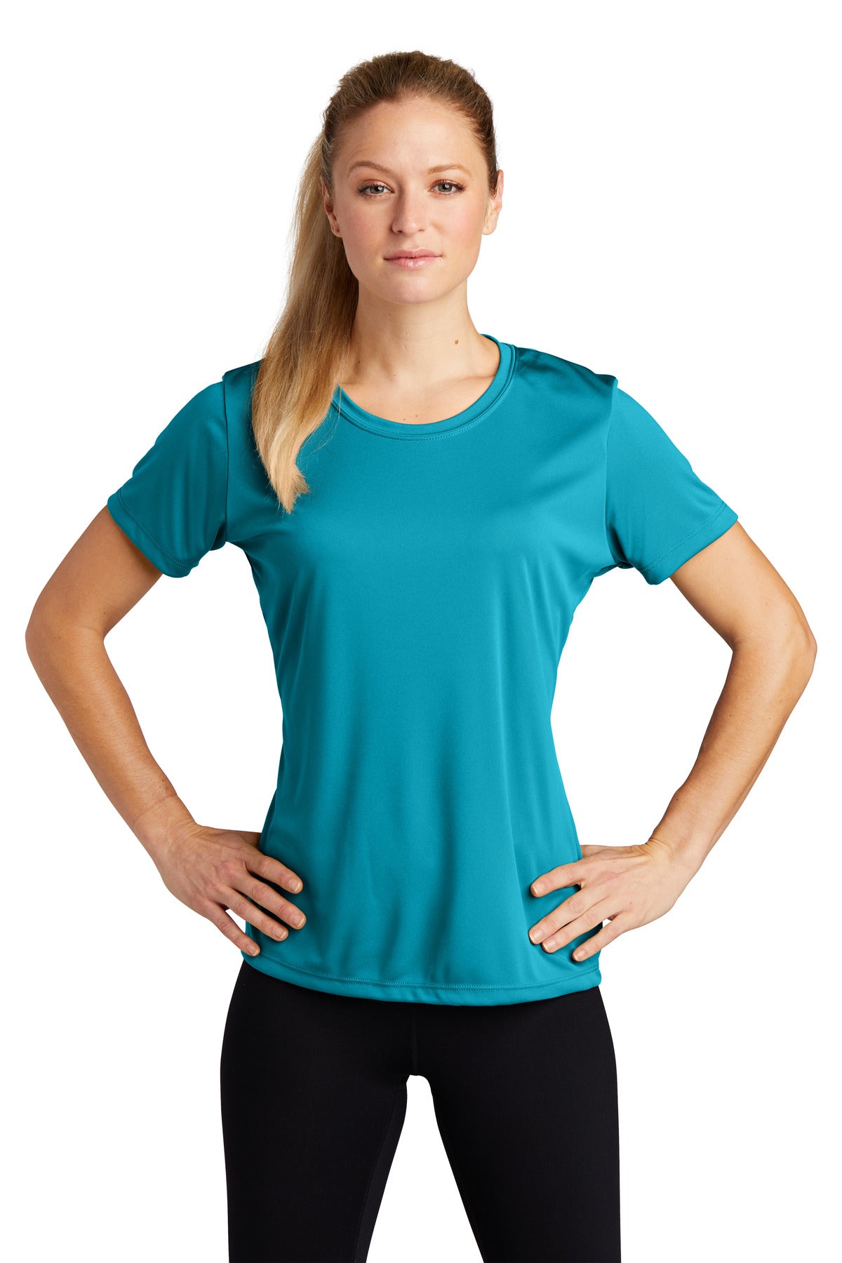 Custom logo Sport-Tek® Women's PosiCharge® Competitor™ Tee. LST350 in Tropic Blue