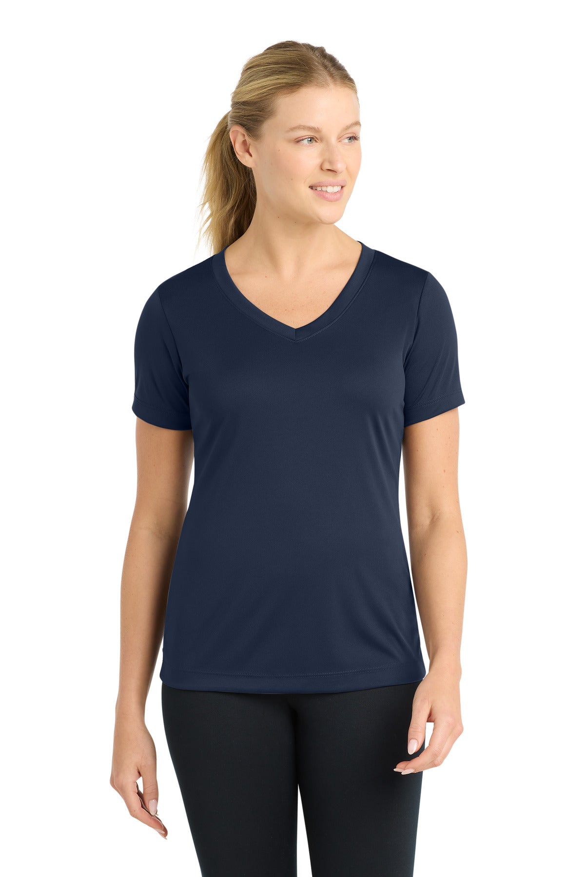 Custom logo Sport-Tek® Women's PosiCharge® Competitor™ V-Neck Tee. LST353 in True Navy