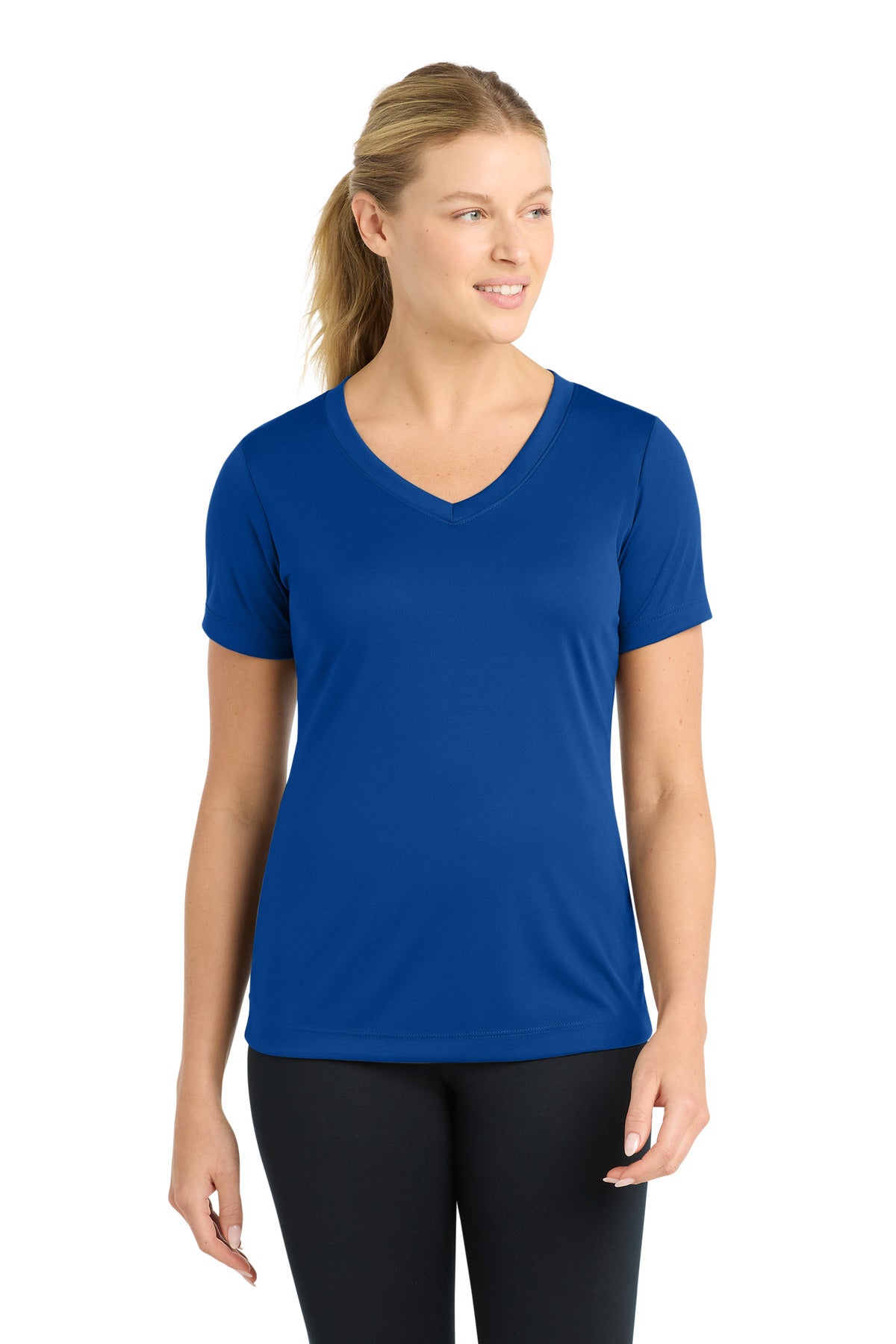 Custom logo Sport-Tek® Women's PosiCharge® Competitor™ V-Neck Tee. LST353 in True Royal