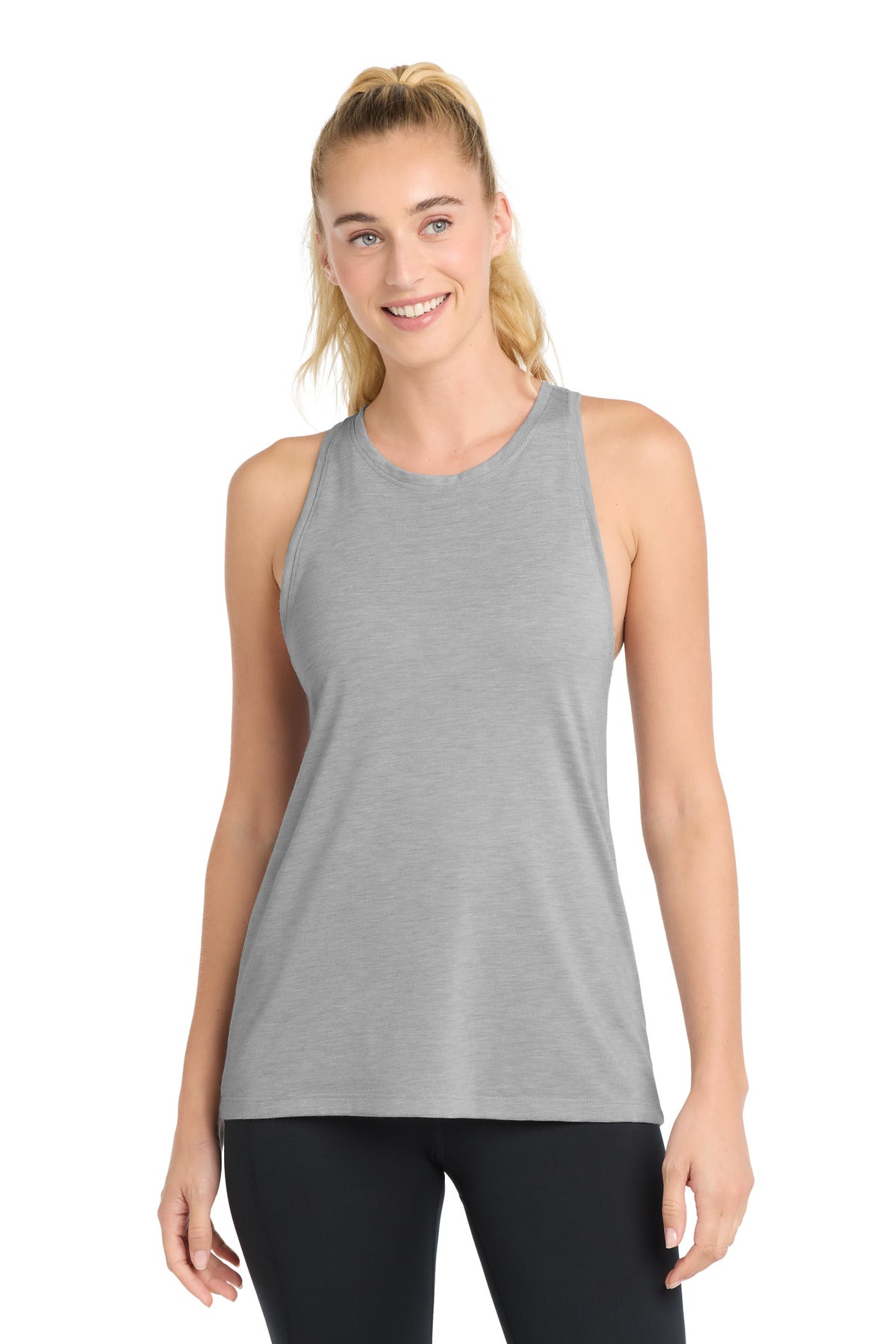 Custom logo Sport-Tek ® Women's PosiCharge ® Tri-Blend Wicking Tank. LST402 in Light Grey Heather