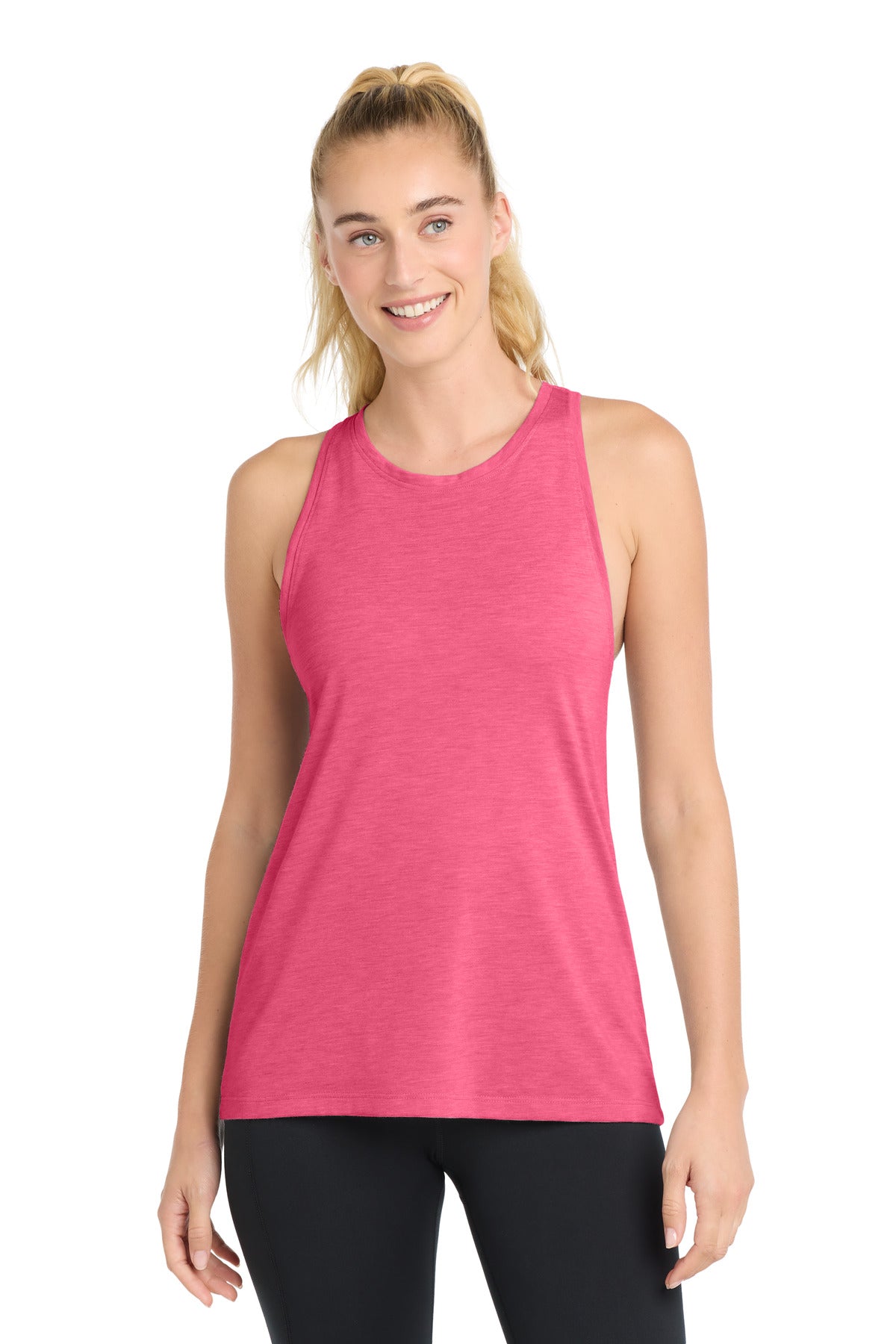 Custom logo Sport-Tek ® Women's PosiCharge ® Tri-Blend Wicking Tank. LST402 in Pink Raspberry Heather