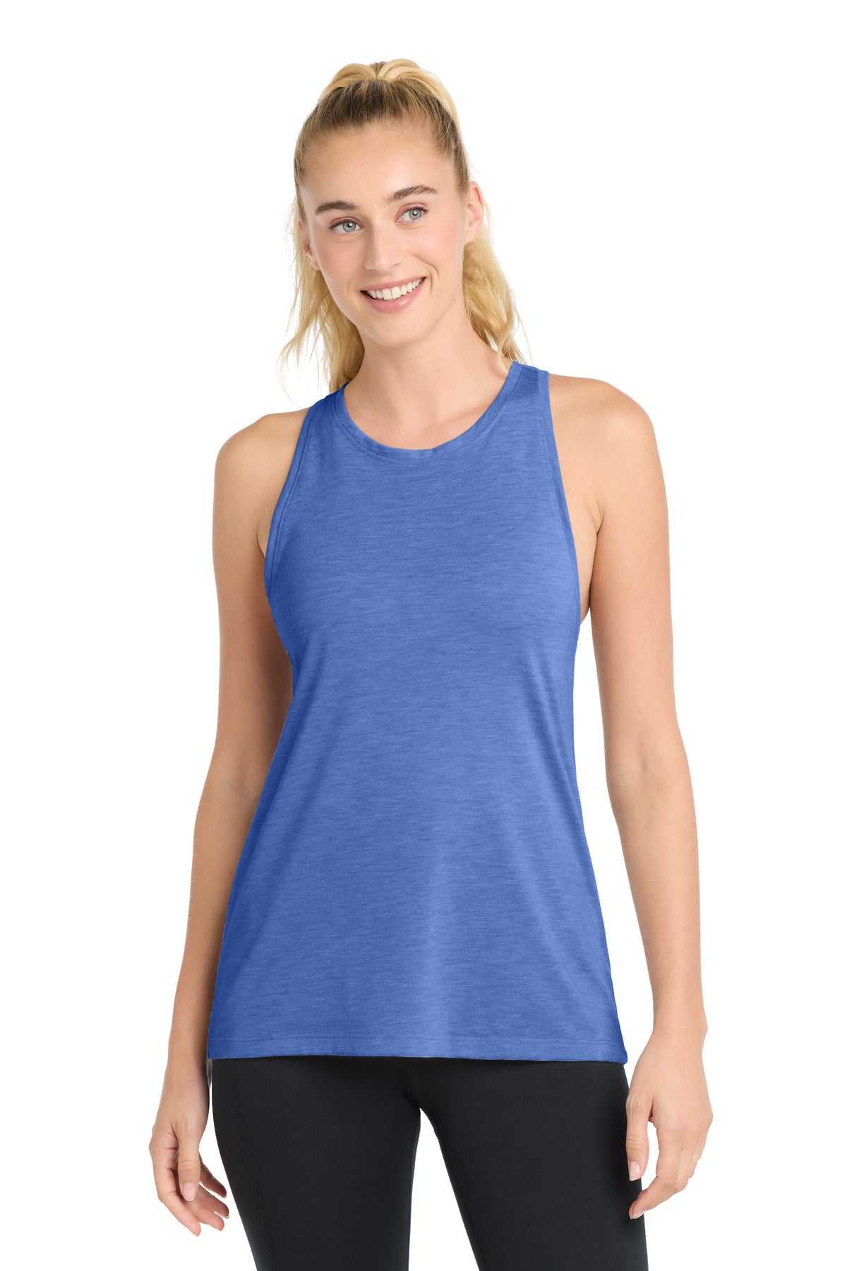 Custom logo Sport-Tek ® Women's PosiCharge ® Tri-Blend Wicking Tank. LST402 in True Royal Heather