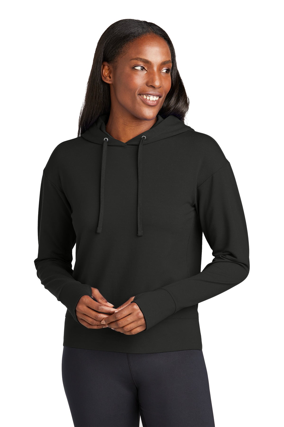Custom logo Sport-Tek® Women's Sport-Wick® Flex Fleece Pullover Hoodie LST562 in Black