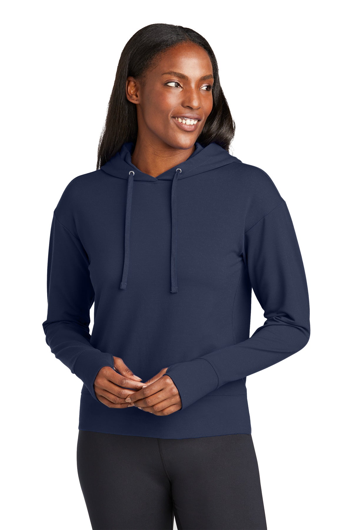 Custom logo Sport-Tek® Women's Sport-Wick® Flex Fleece Pullover Hoodie LST562 in True Navy