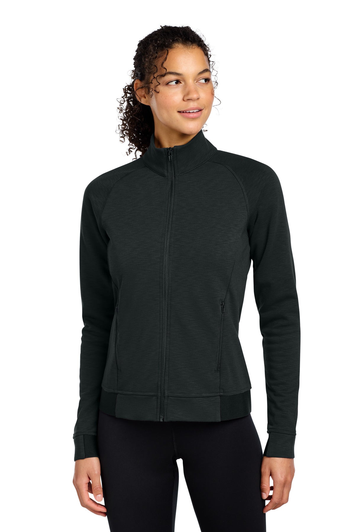 Custom logo Sport-Tek® Women's PosiCharge® Strive Full-Zip LST570 in Black