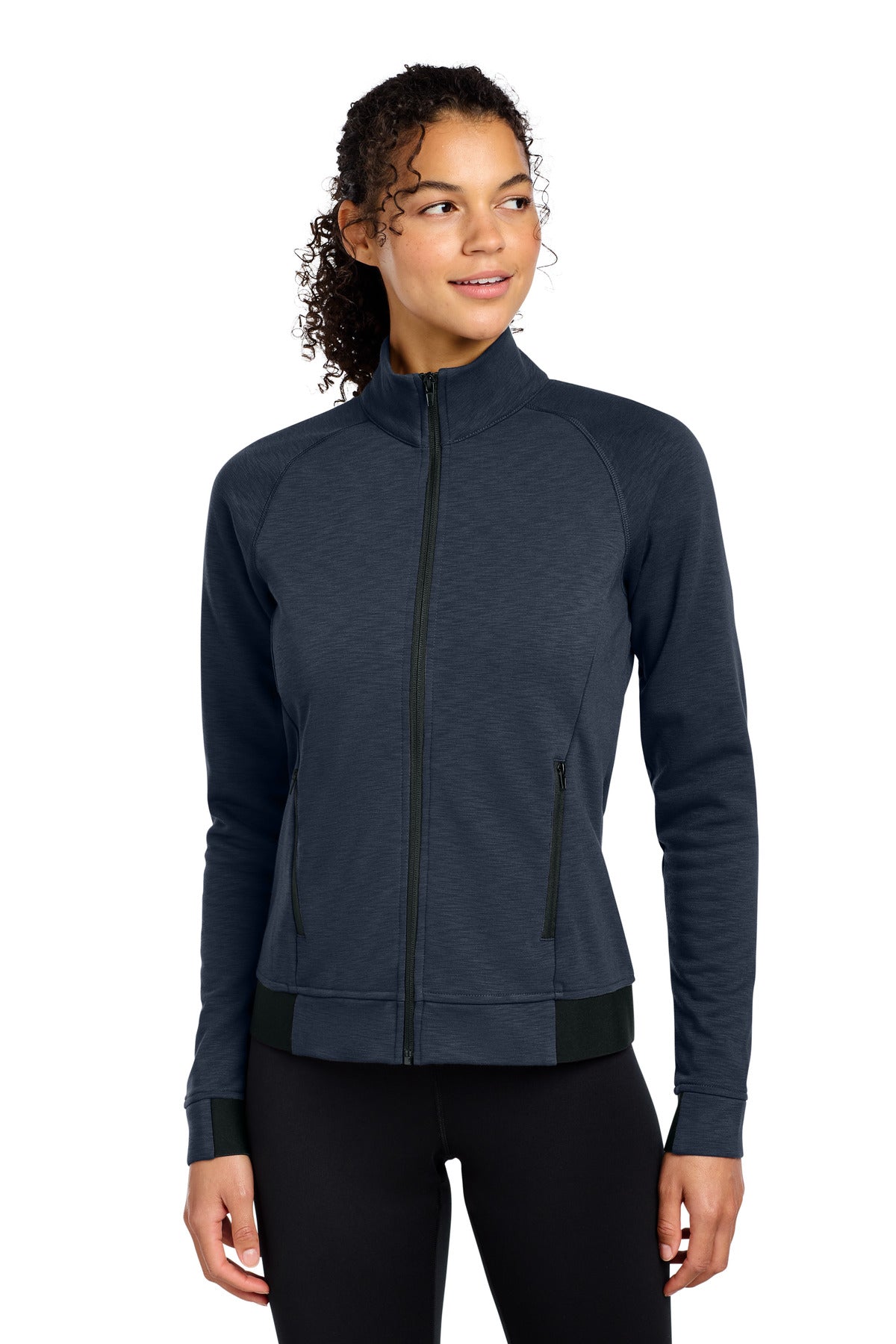 Custom logo Sport-Tek® Women's PosiCharge® Strive Full-Zip LST570 in True Navy