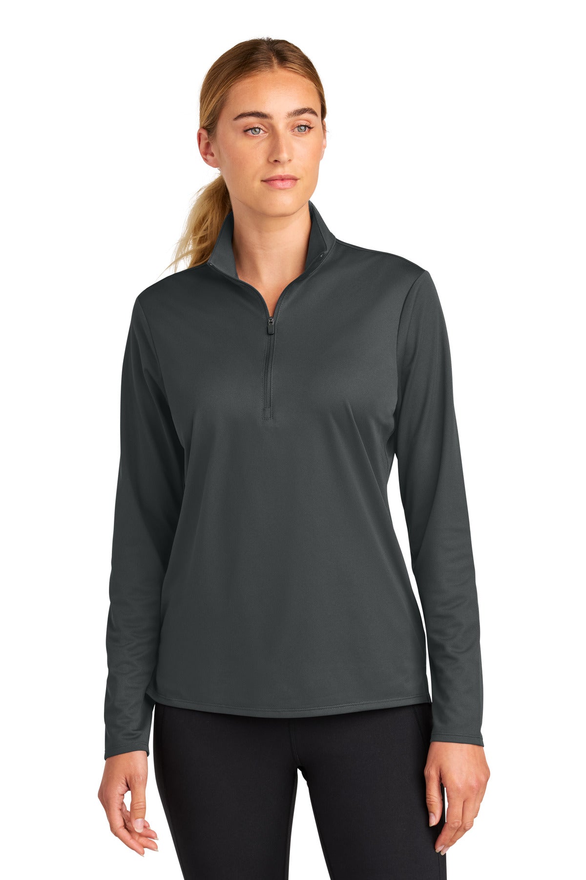Custom logo Sport-Tek® Women's Micropique Sport-Wick® 1/4-Zip LST672 in Iron Grey