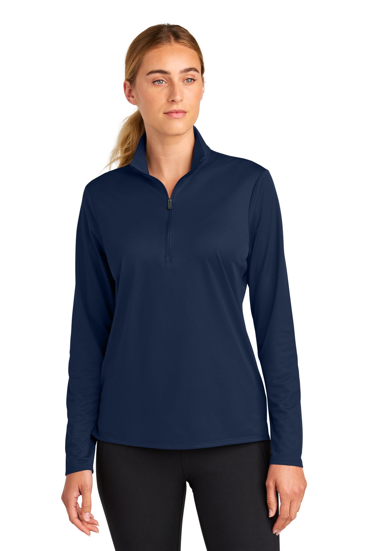 Custom logo Sport-Tek® Women's Micropique Sport-Wick® 1/4-Zip LST672 in True Navy