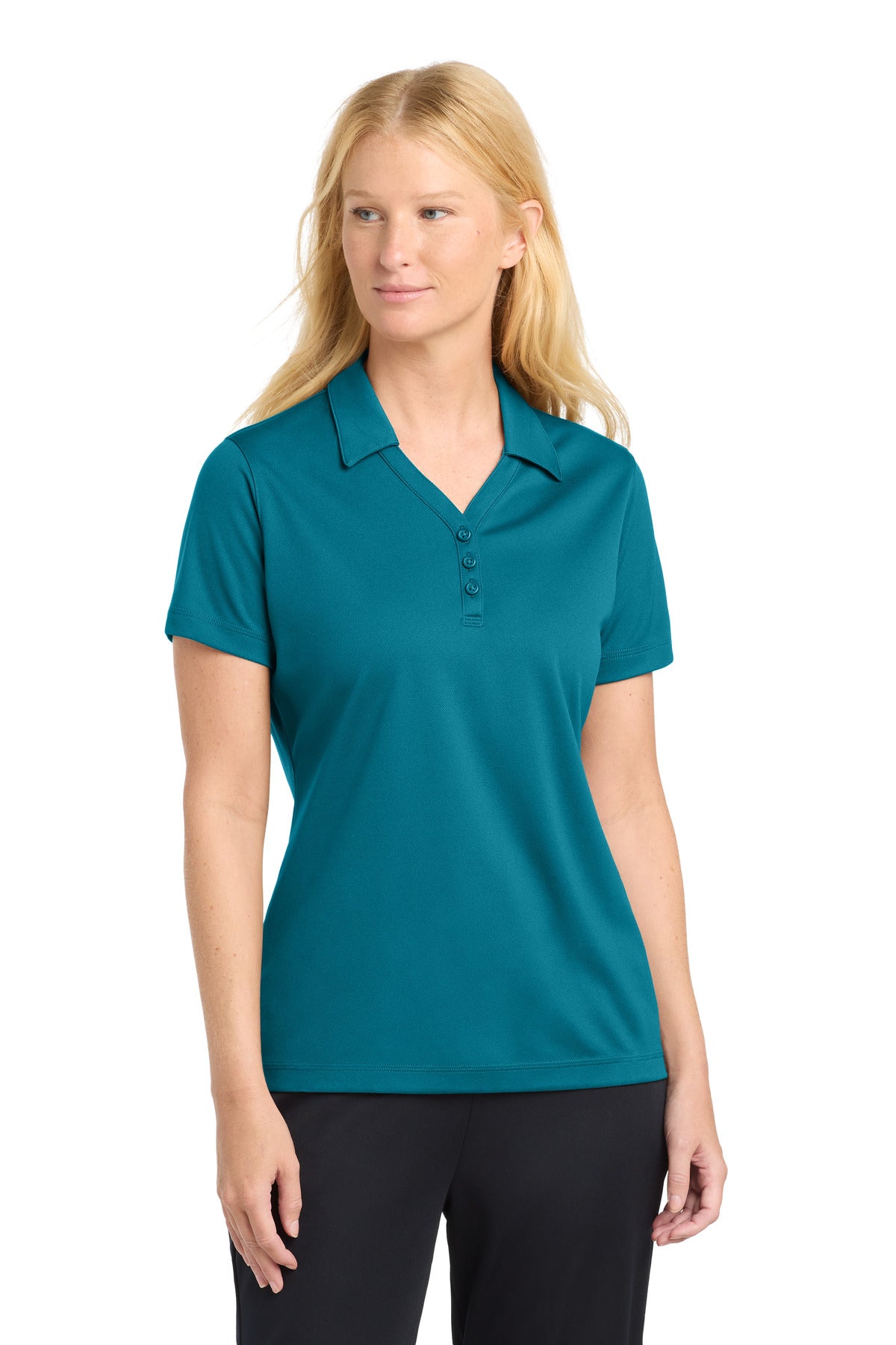 Custom logo Sport-Tek® Women's PosiCharge® Micro-Mesh Polo. LST680 in Blue Wake