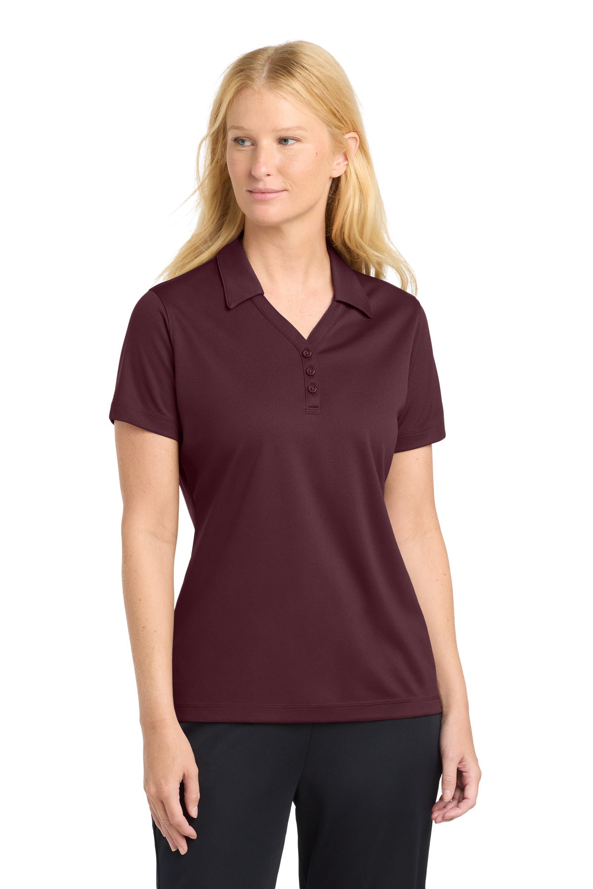 Custom logo Sport-Tek® Women's PosiCharge® Micro-Mesh Polo. LST680 in Maroon