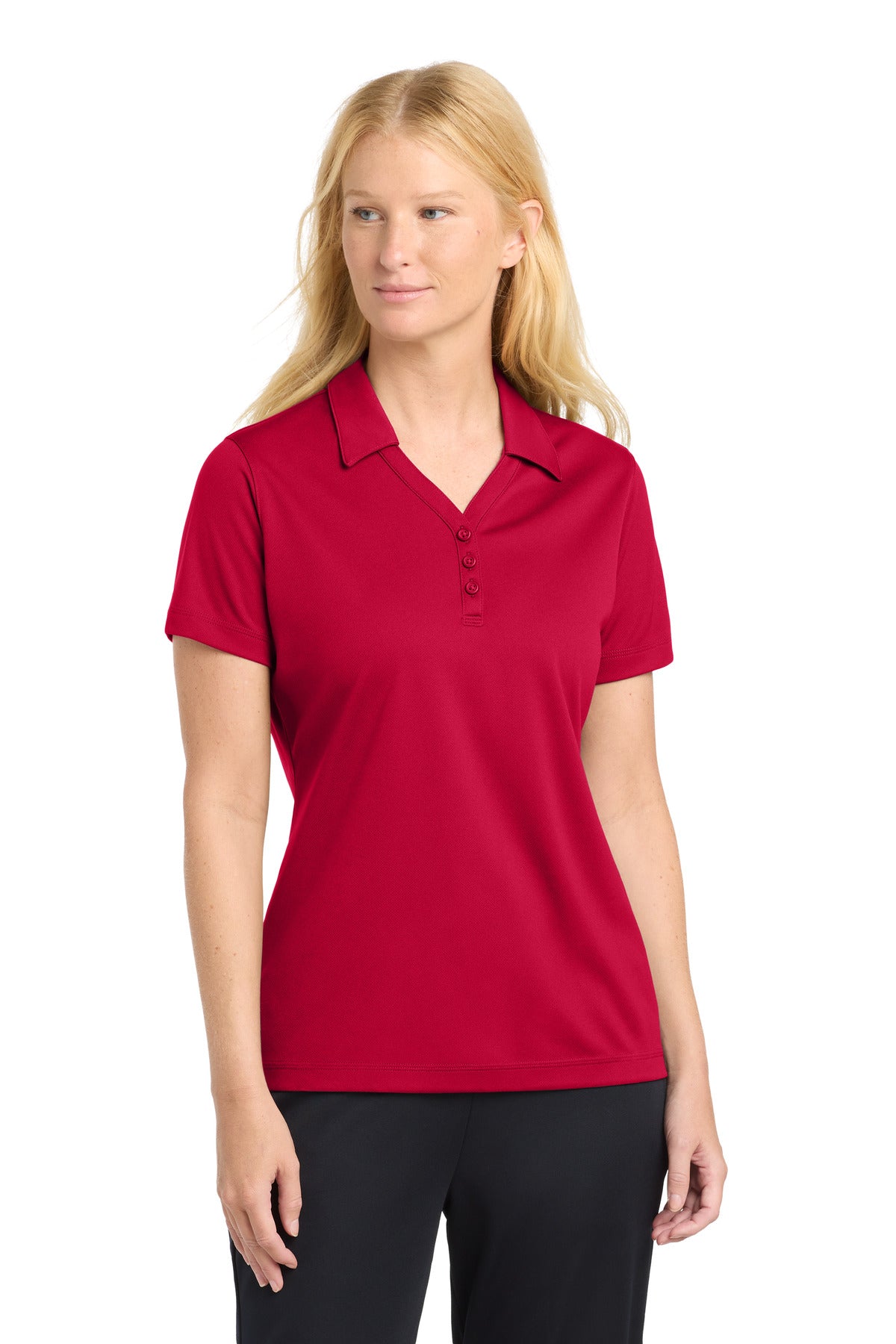 Custom logo Sport-Tek® Women's PosiCharge® Micro-Mesh Polo. LST680 in True Red