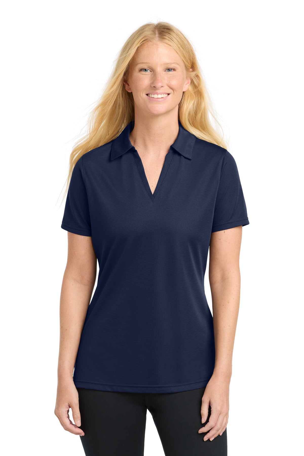 Custom logo Sport-Tek® Women's PosiCharge® Active Textured Polo. LST690 in True Navy