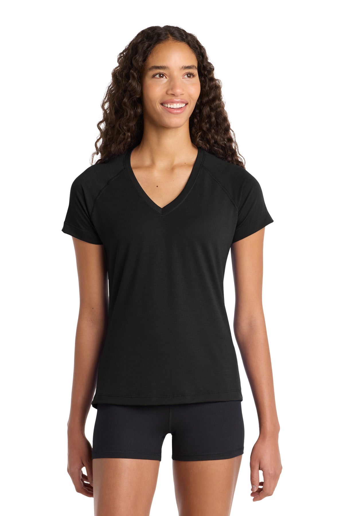 Custom logo Sport-Tek® Women's Ultimate Performance V-Neck. LST700 in Black