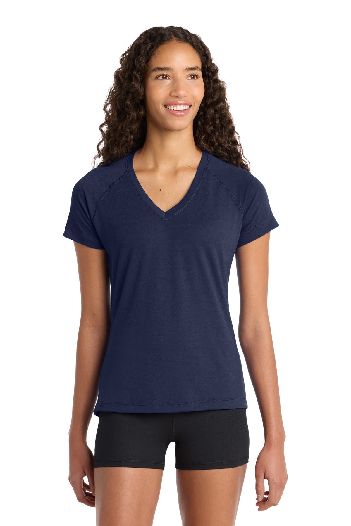 Custom logo Sport-Tek® Women's Ultimate Performance V-Neck. LST700 in True Navy