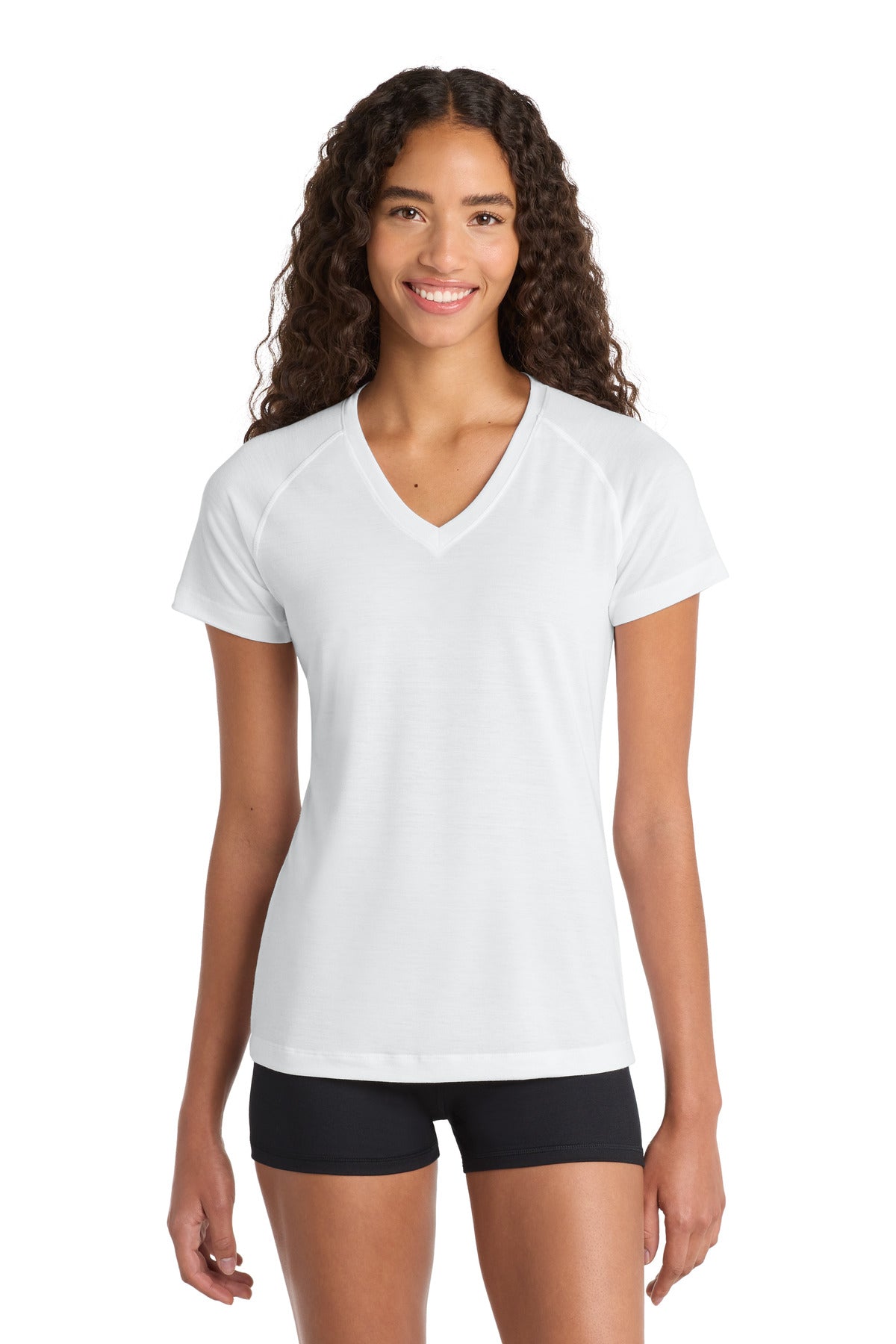 Custom logo Sport-Tek® Women's Ultimate Performance V-Neck. LST700 in White