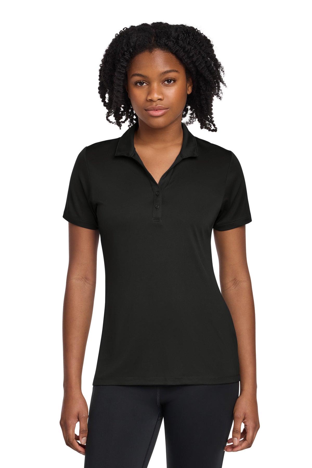 Custom logo Sport-Tek® Women's PosiCharge® Re-Compete Polo LST725 in Black