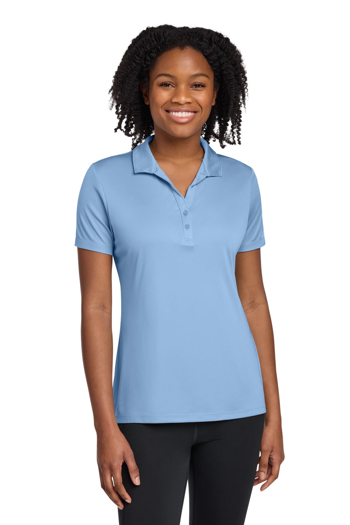 Custom logo Sport-Tek® Women's PosiCharge® Re-Compete Polo LST725 in Carolina Blue