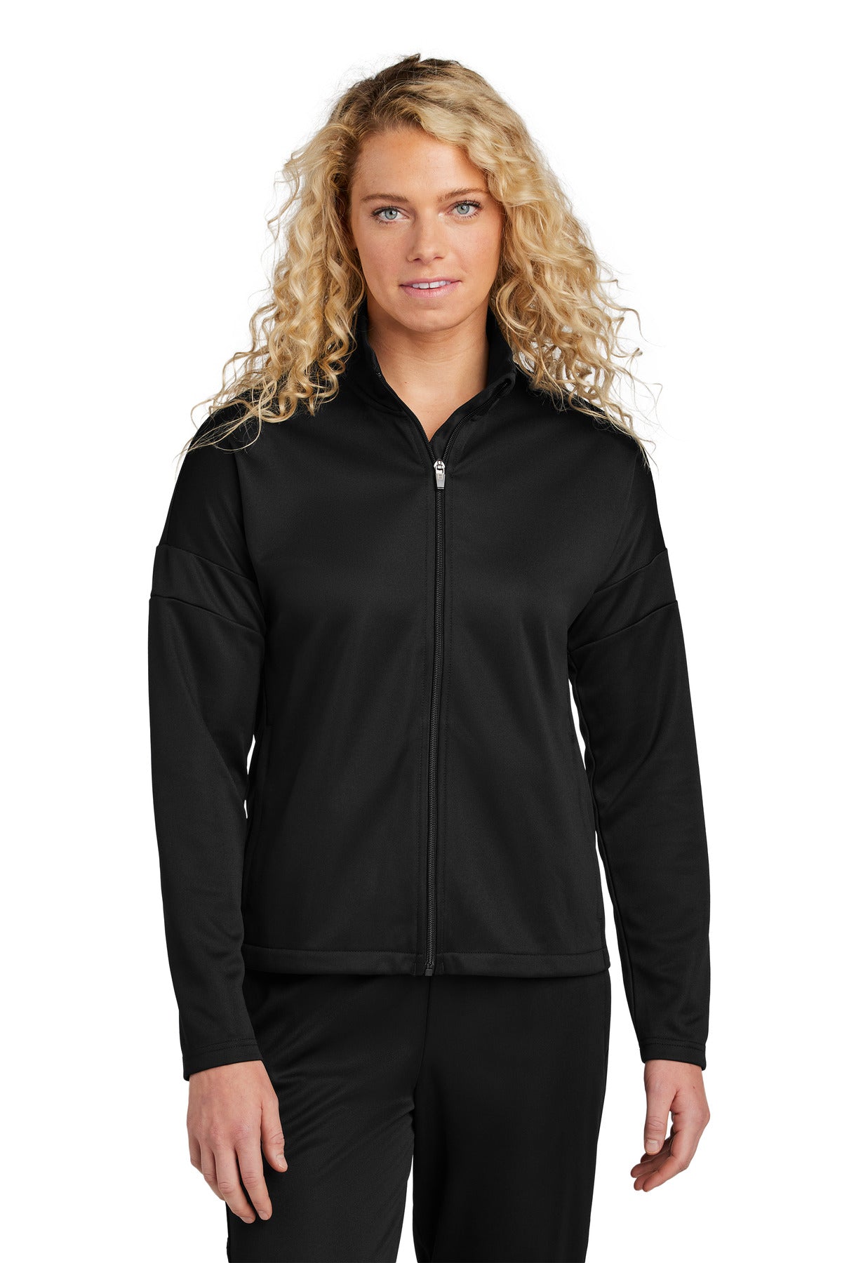 Custom logo Sport-Tek® Women's Travel Full-Zip Jacket LST800 in Black/ Black