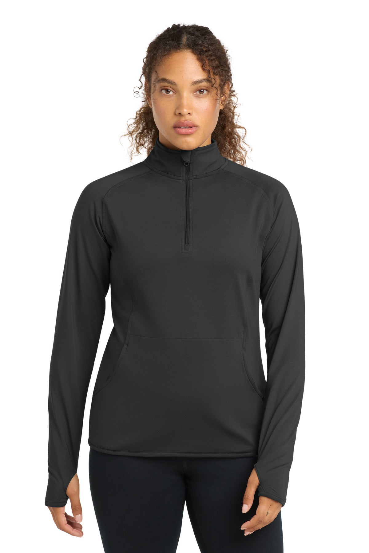 Custom logo Sport-Tek® Women's Sport-Wick® Stretch 1/4-Zip Pullover. LST850 in Charcoal Grey