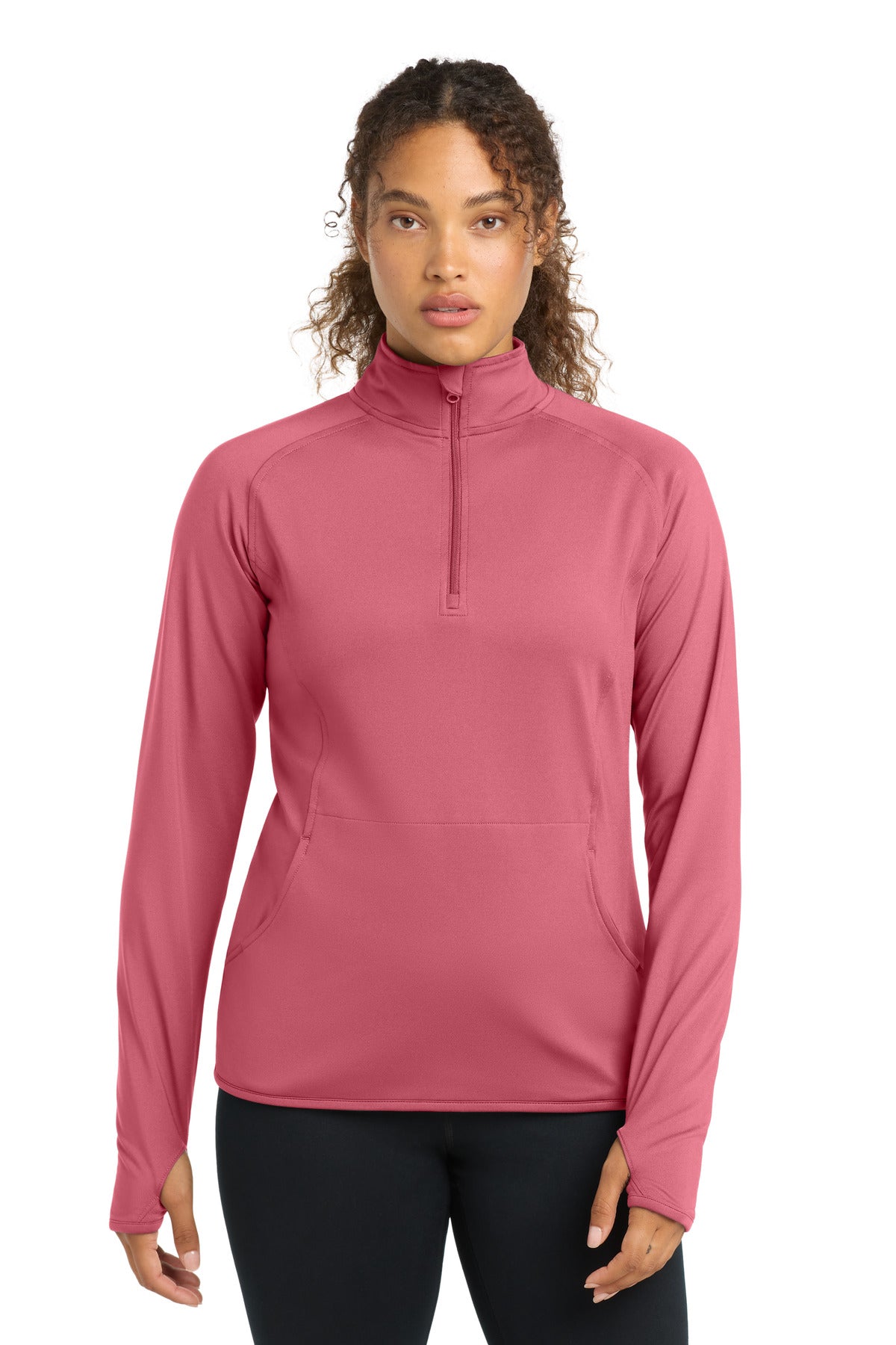 Custom logo Sport-Tek® Women's Sport-Wick® Stretch 1/4-Zip Pullover. LST850 in Dusty Rose