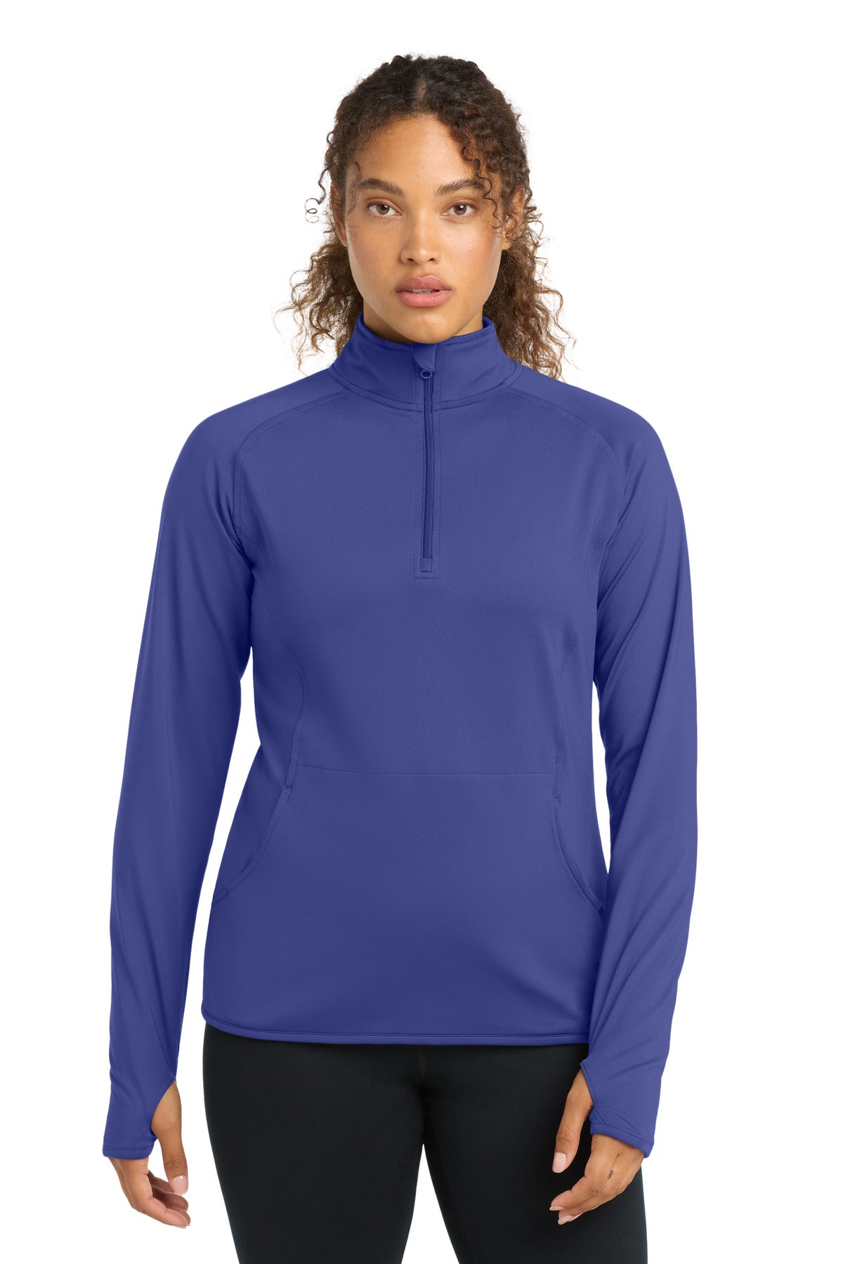 Custom logo Sport-Tek® Women's Sport-Wick® Stretch 1/4-Zip Pullover. LST850 in Iris Purple