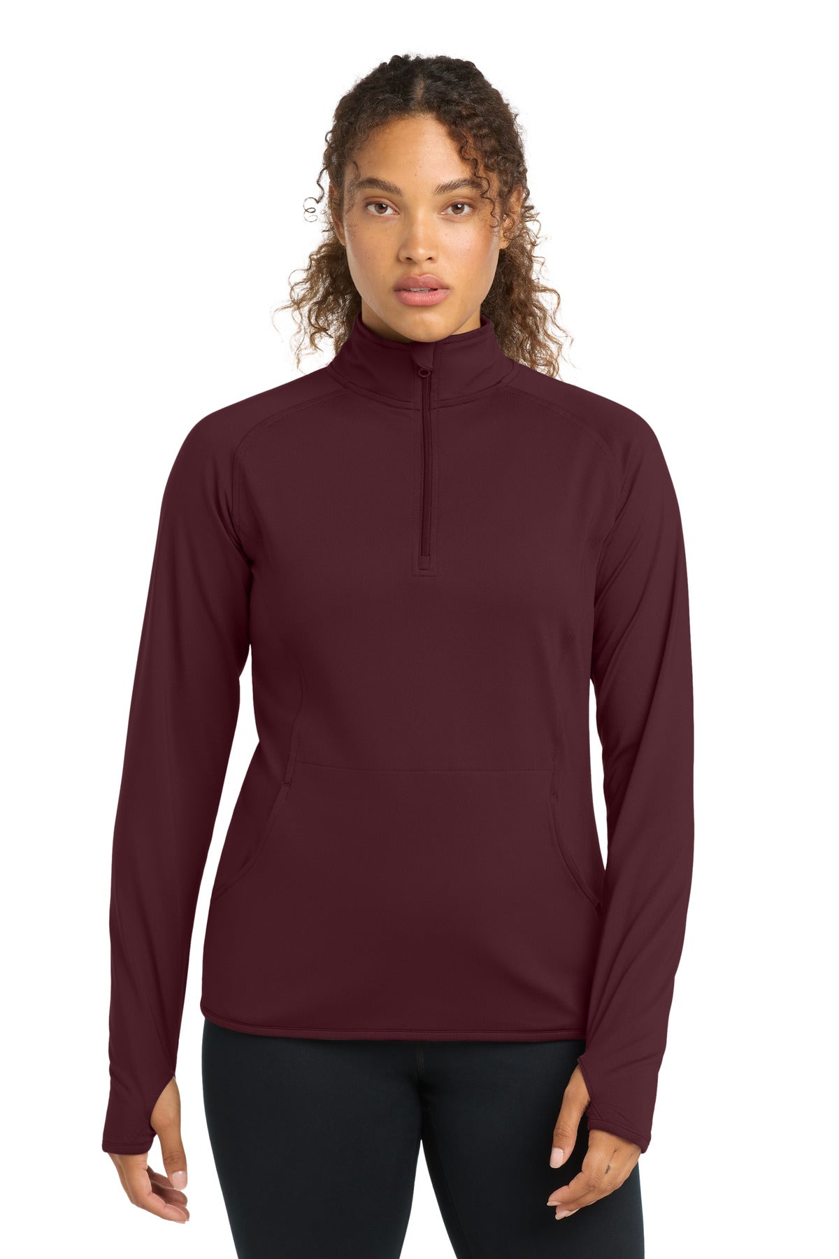 Custom logo Sport-Tek® Women's Sport-Wick® Stretch 1/4-Zip Pullover. LST850 in Maroon