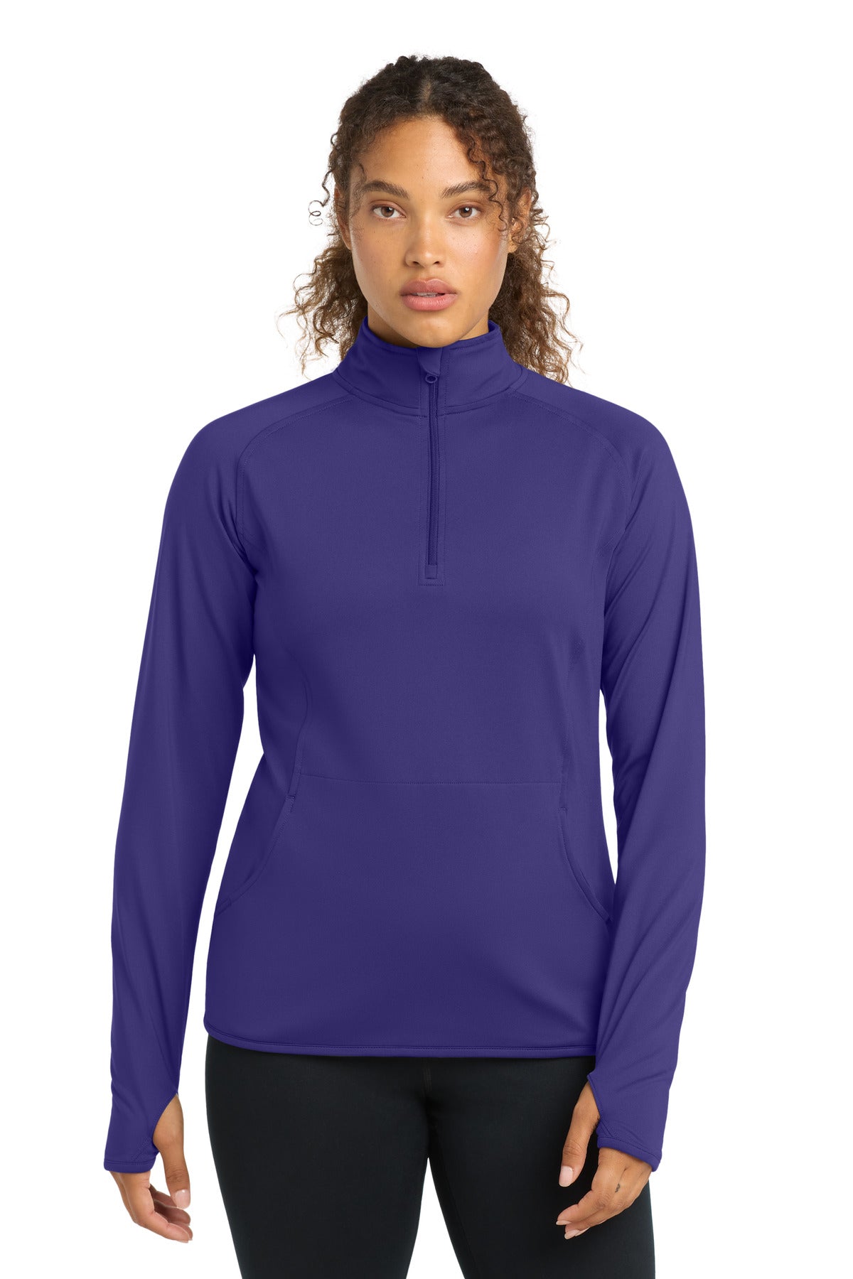 Custom logo Sport-Tek® Women's Sport-Wick® Stretch 1/4-Zip Pullover. LST850 in Purple