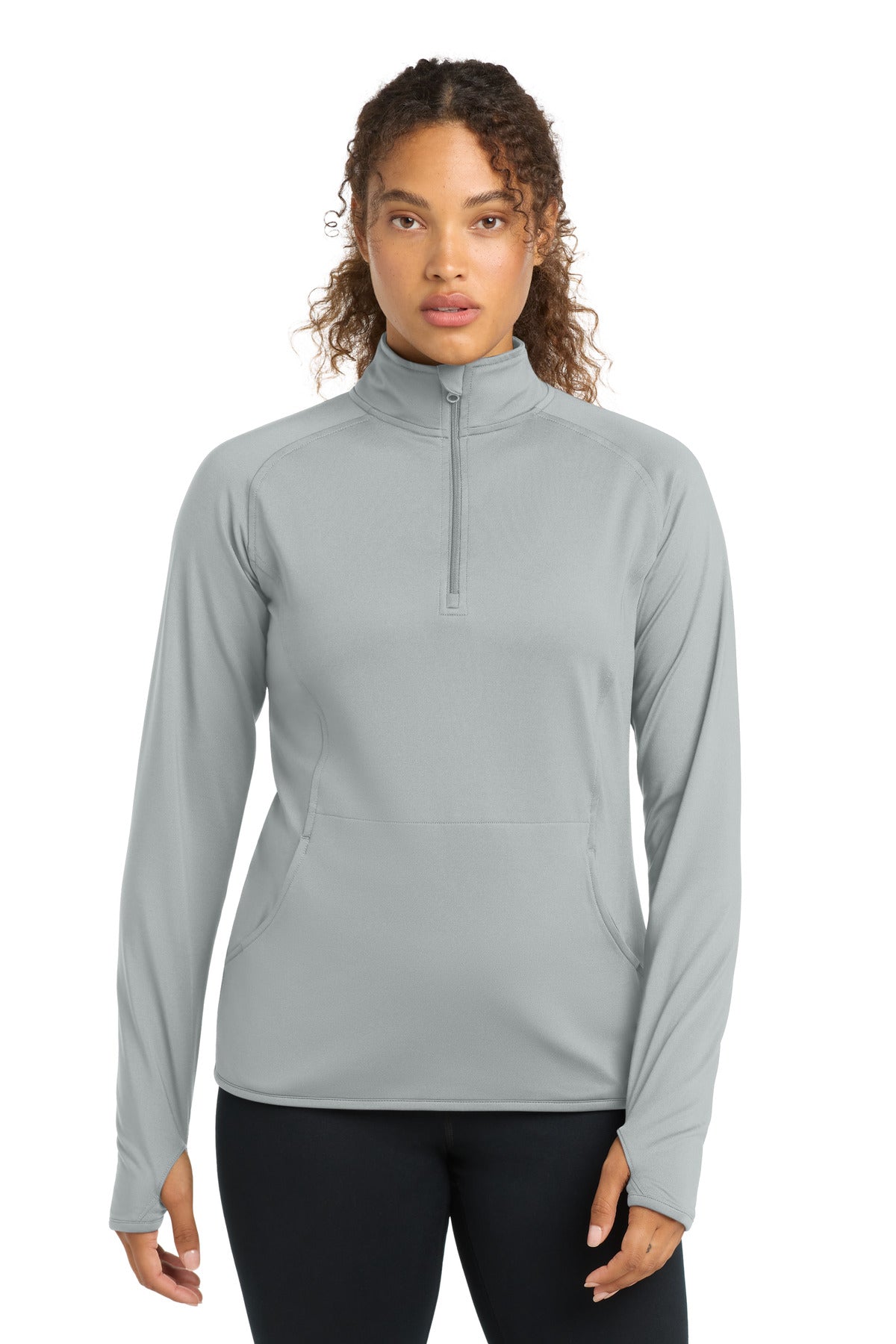 Custom logo Sport-Tek® Women's Sport-Wick® Stretch 1/4-Zip Pullover. LST850 in Silver