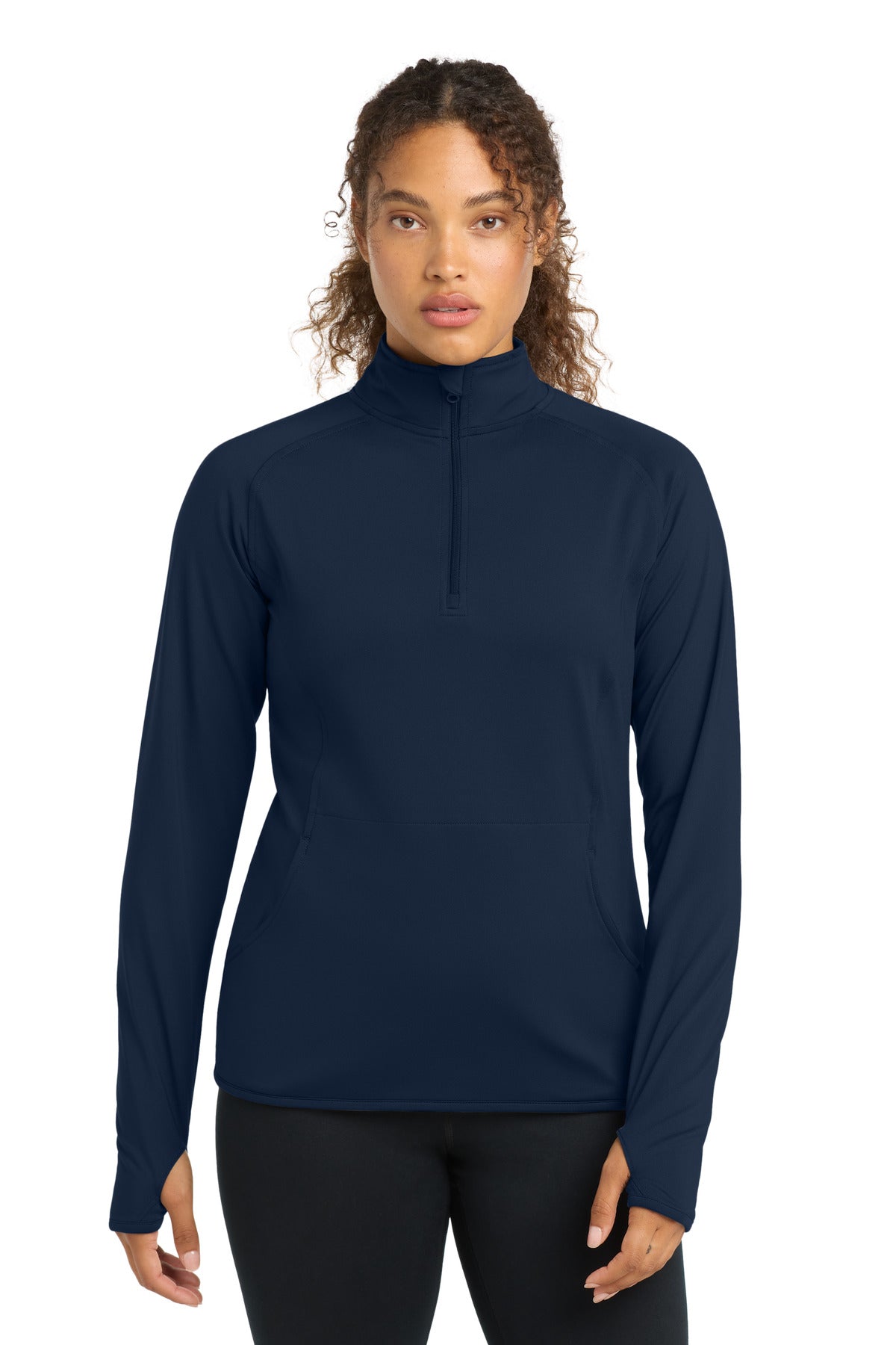Custom logo Sport-Tek® Women's Sport-Wick® Stretch 1/4-Zip Pullover. LST850 in True Navy