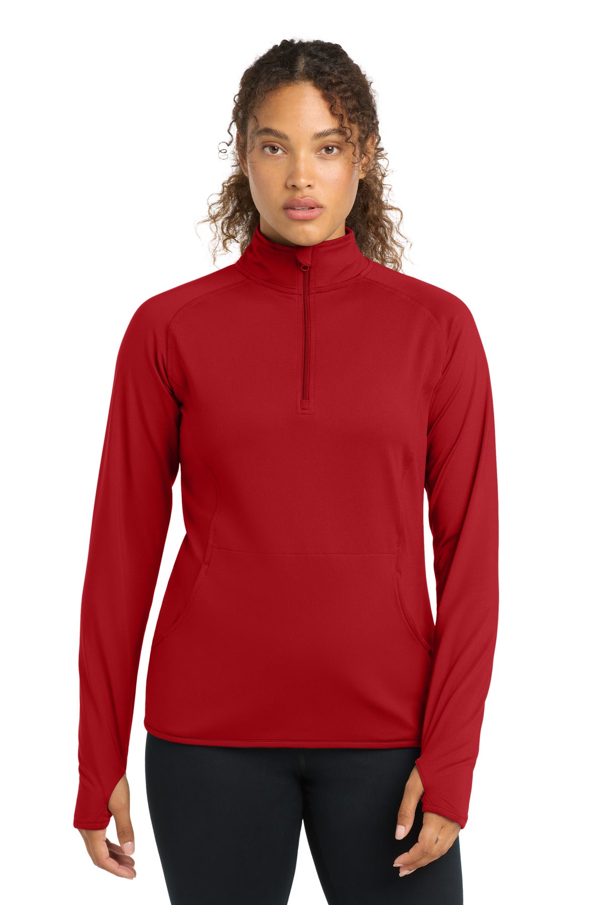 Custom logo Sport-Tek® Women's Sport-Wick® Stretch 1/4-Zip Pullover. LST850 in True Red
