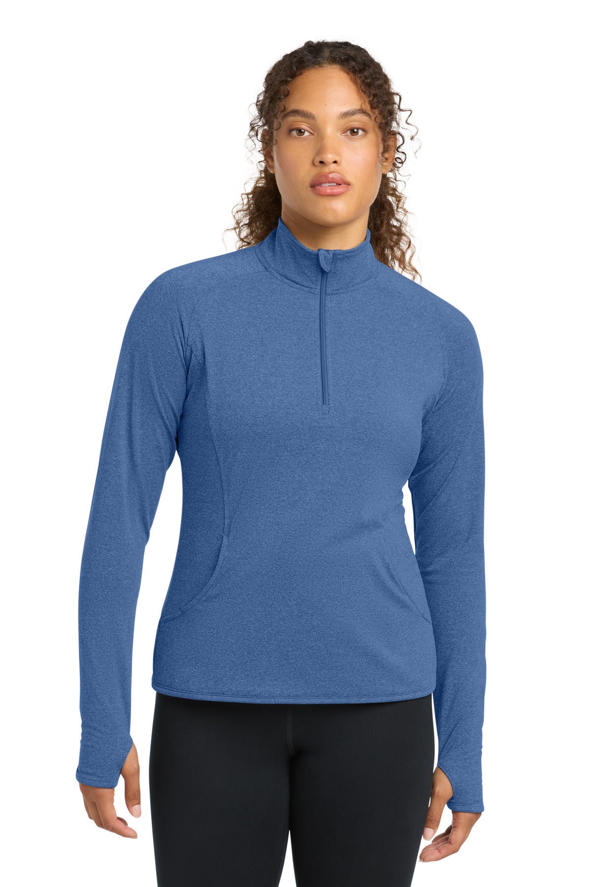 Custom logo Sport-Tek® Women's Sport-Wick® Stretch 1/4-Zip Pullover. LST850 in True Royal Heather