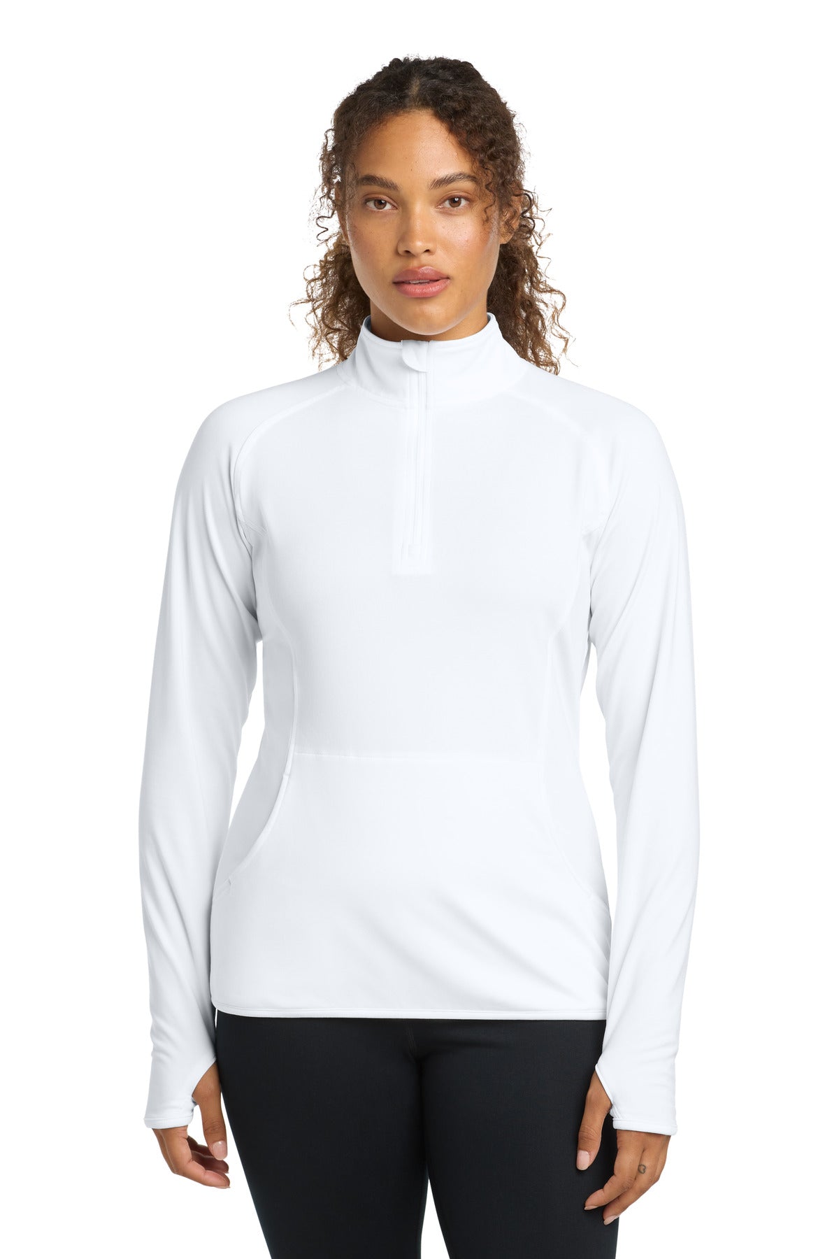 Custom logo Sport-Tek® Women's Sport-Wick® Stretch 1/4-Zip Pullover. LST850 in White