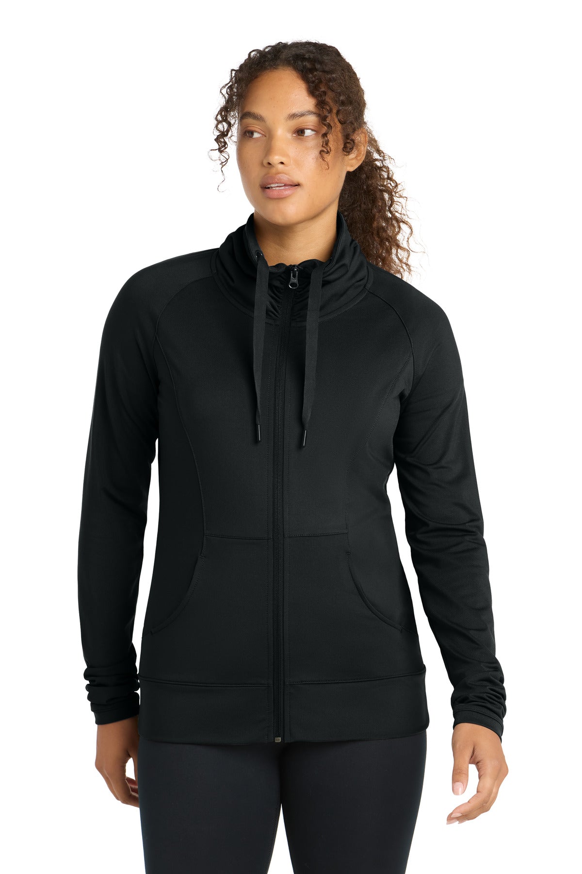 Custom logo Sport-Tek® Women's Sport-Wick® Stretch Full-Zip Jacket. LST852 in Black