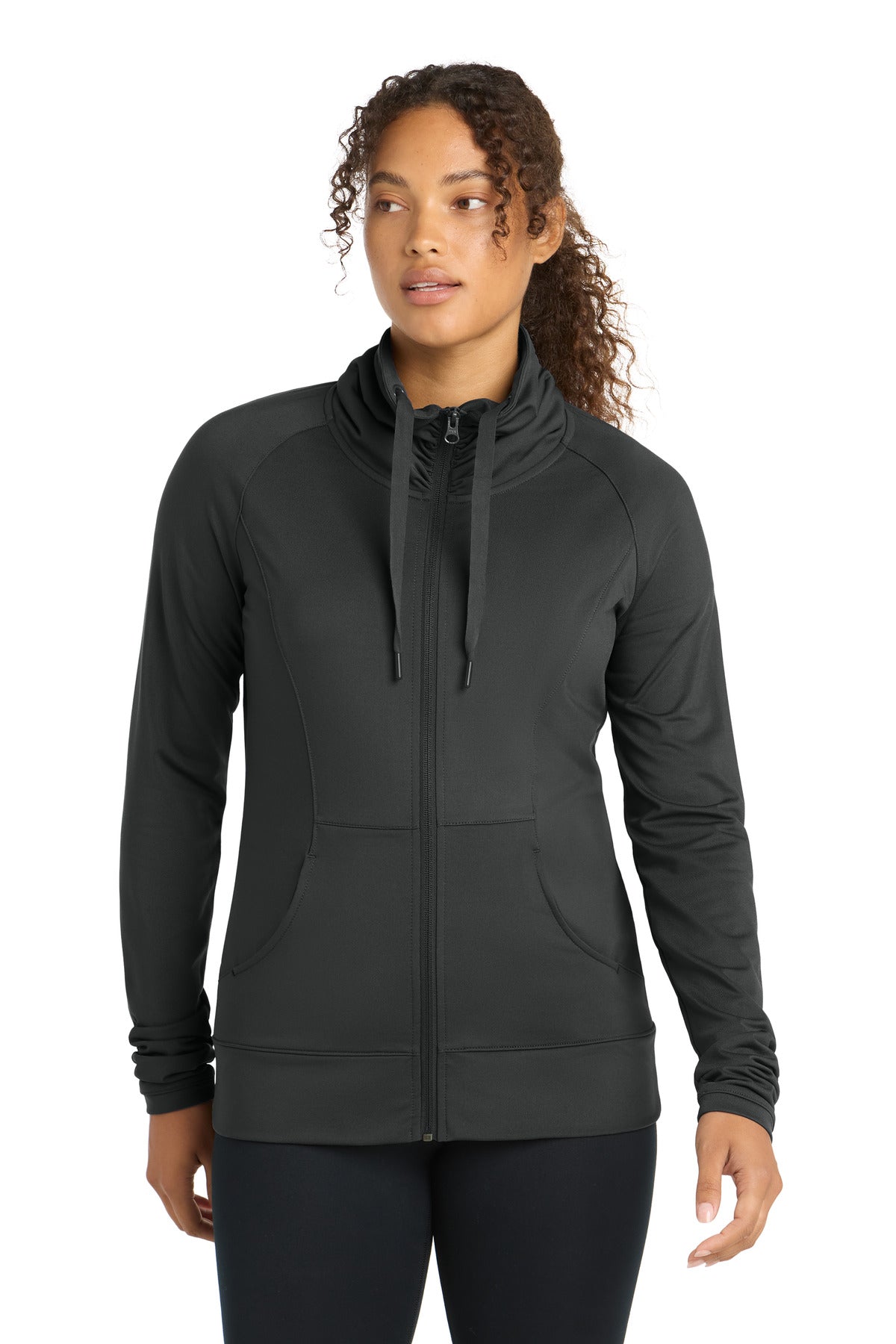 Custom logo Sport-Tek® Women's Sport-Wick® Stretch Full-Zip Jacket. LST852 in Charcoal Grey