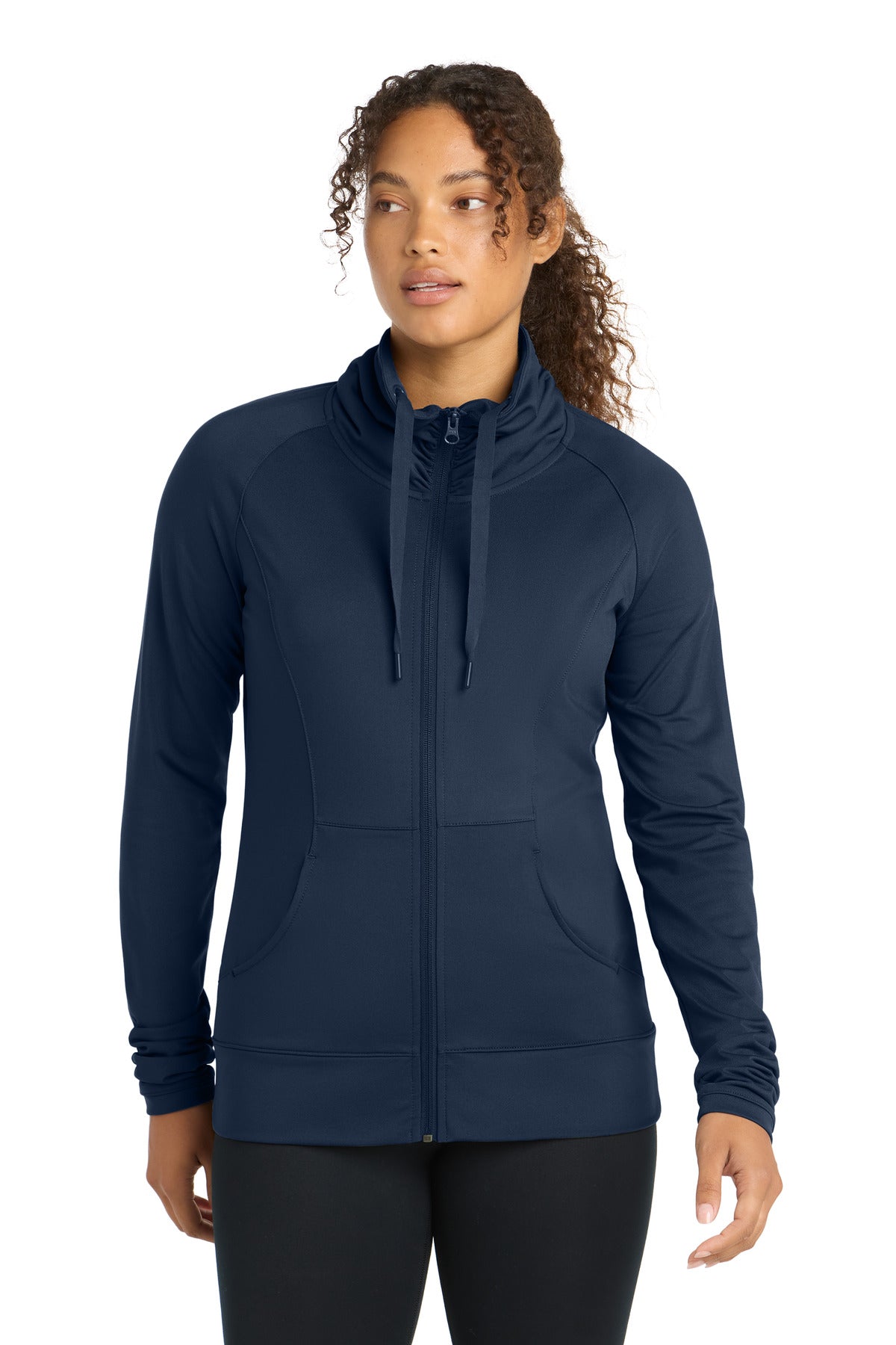 Custom logo Sport-Tek® Women's Sport-Wick® Stretch Full-Zip Jacket. LST852 in True Navy
