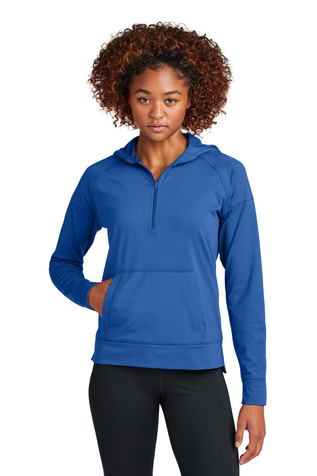 Custom logo Sport-Tek® Women's Sport-Wick® Stretch 1/2-Zip Hoodie LST856 in True Royal