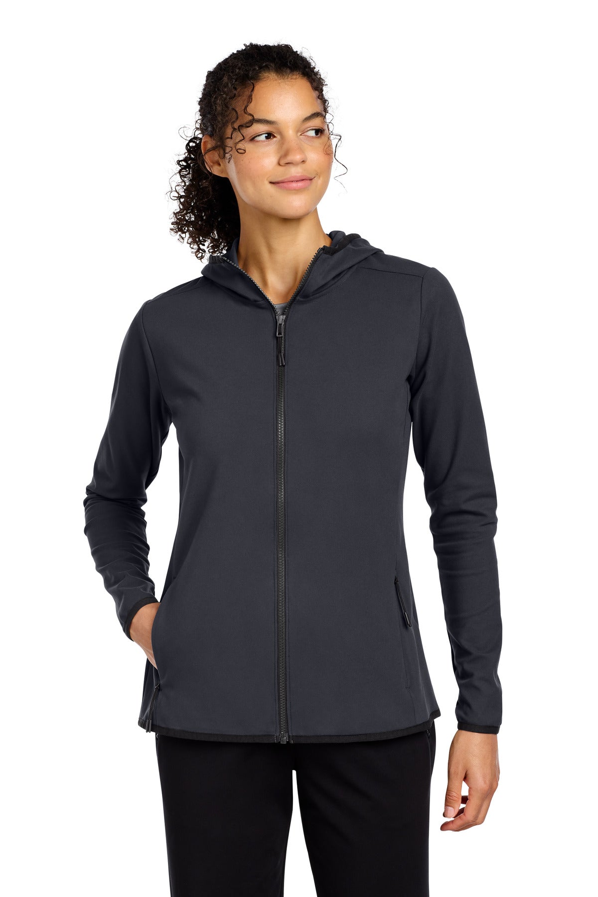 Custom logo Sport-Tek® Women's Circuit Hooded Full-Zip LST870 in Graphite