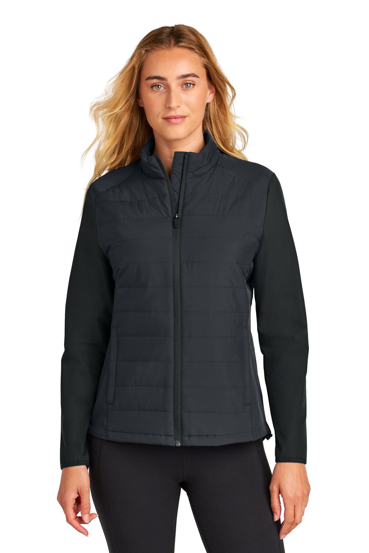 Custom logo Sport-Tek® Women's Teknical Hybrid Jacket LST940 in Black