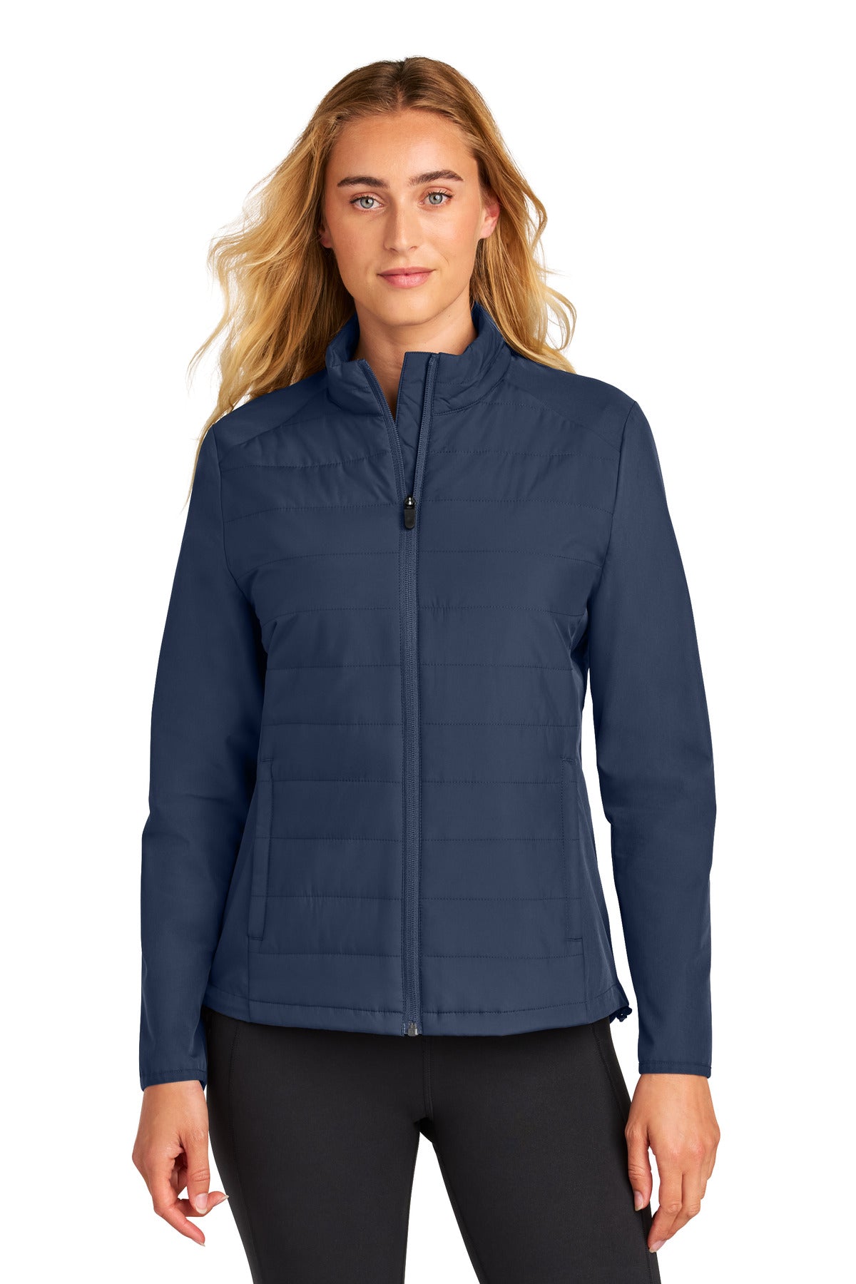 Custom logo Sport-Tek® Women's Teknical Hybrid Jacket LST940 in True Navy